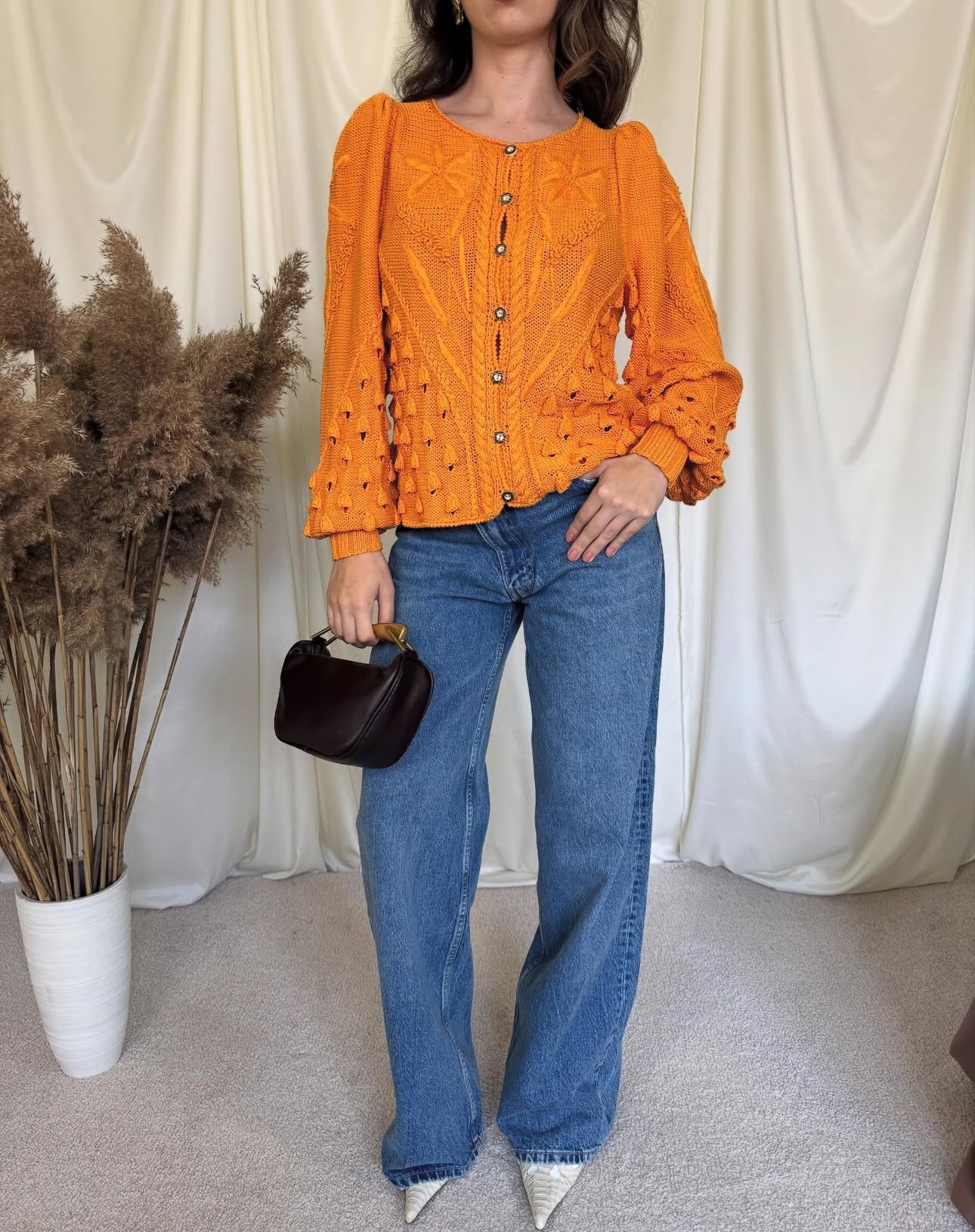 Jerse vintage din bumbac handmade ( mărimea XS-M)