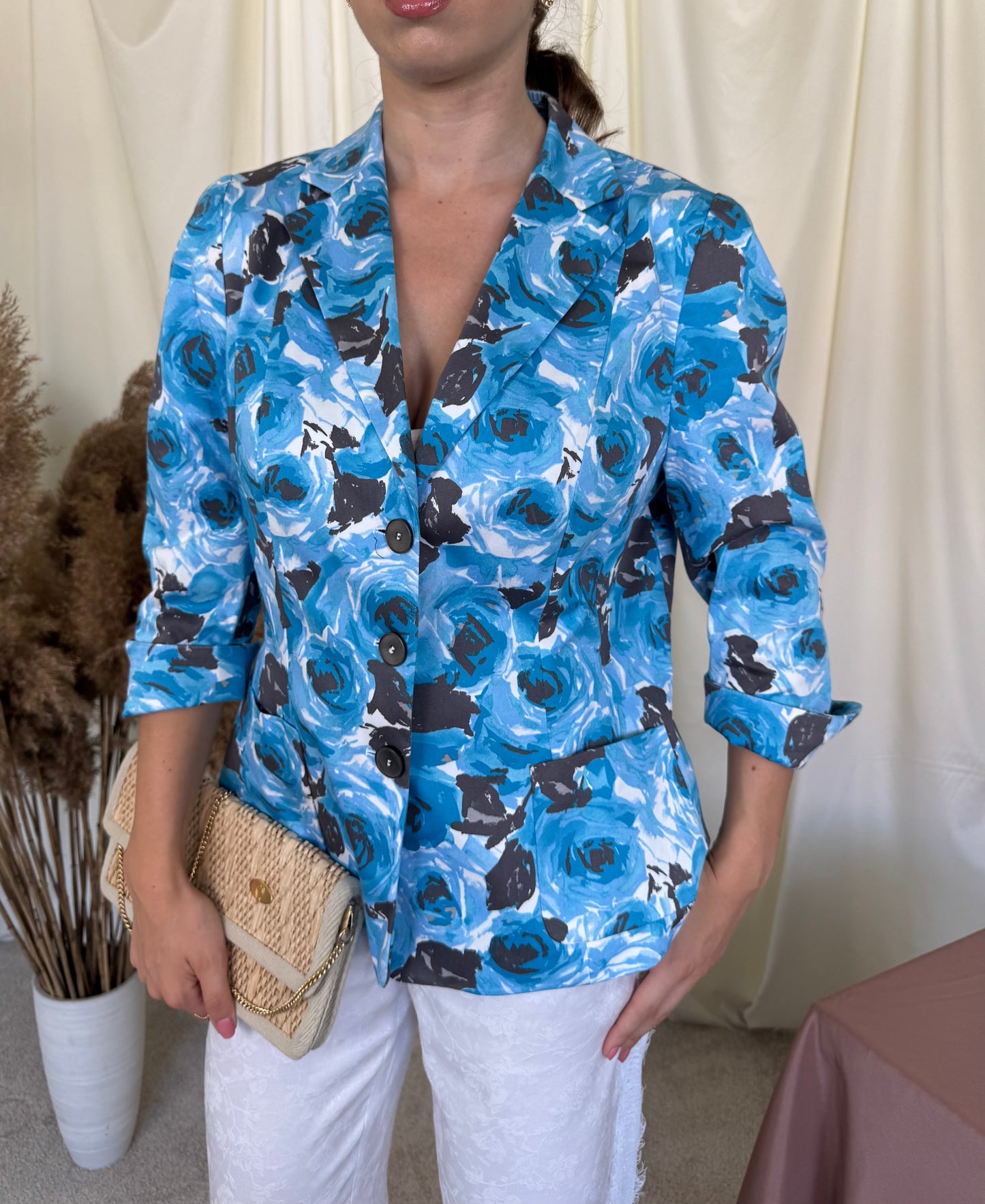 Sacou de vară LAUREL din 97 % bumbac cu print floral și mâneci 3/4 ( mărimea L)
