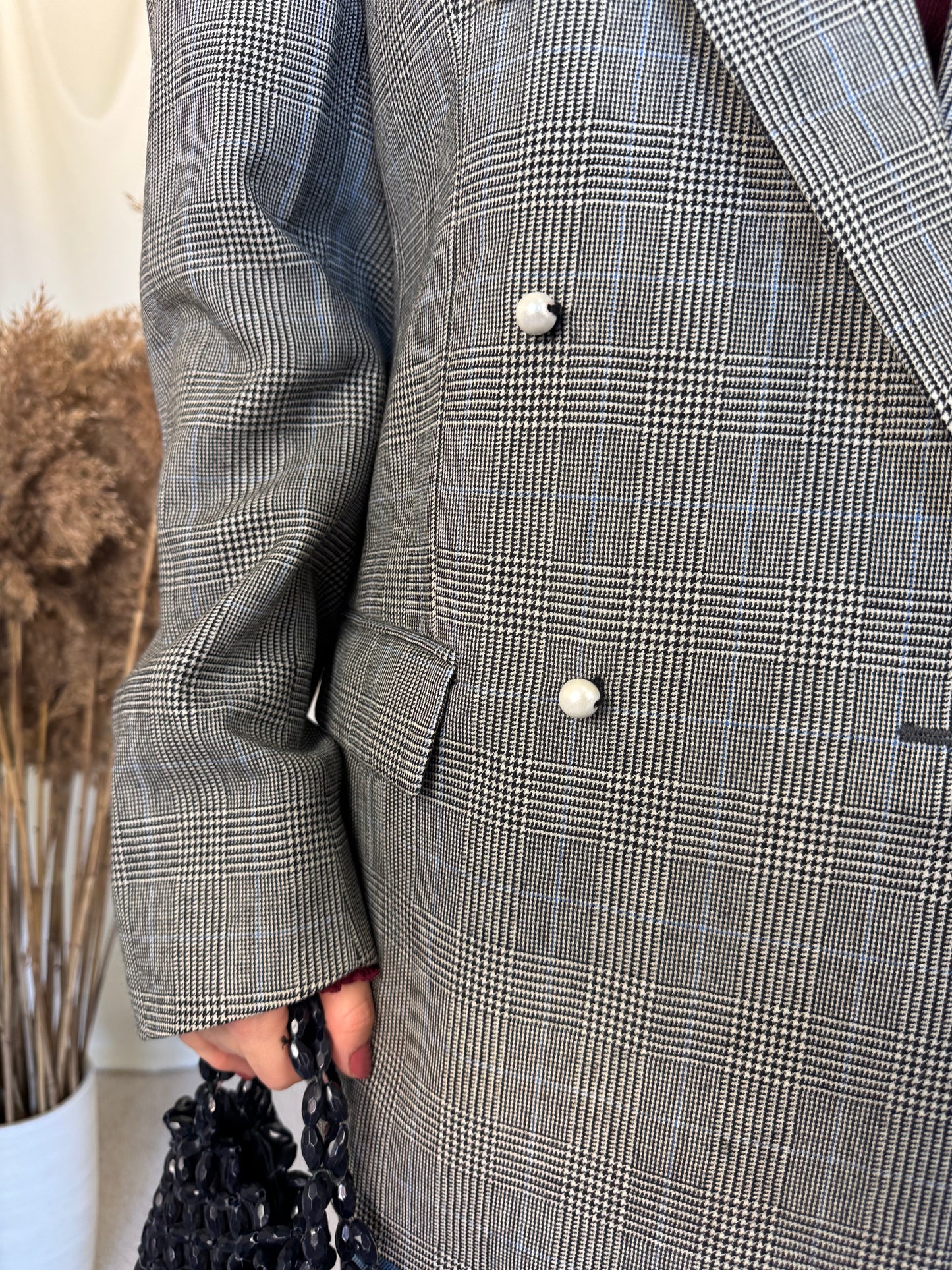 Sacou vintage superb din stofă de lână cu nasturi perla ( mărimea L!