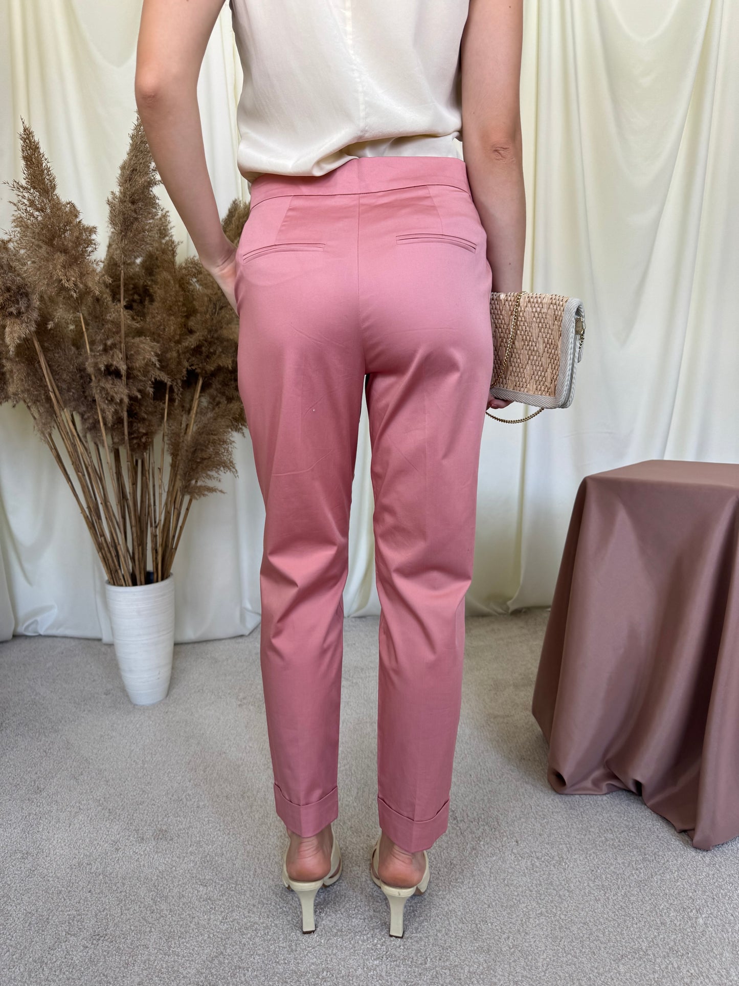 Pantalon office GERRY WEBER din bumbac, roz pal ( marimea S/M)