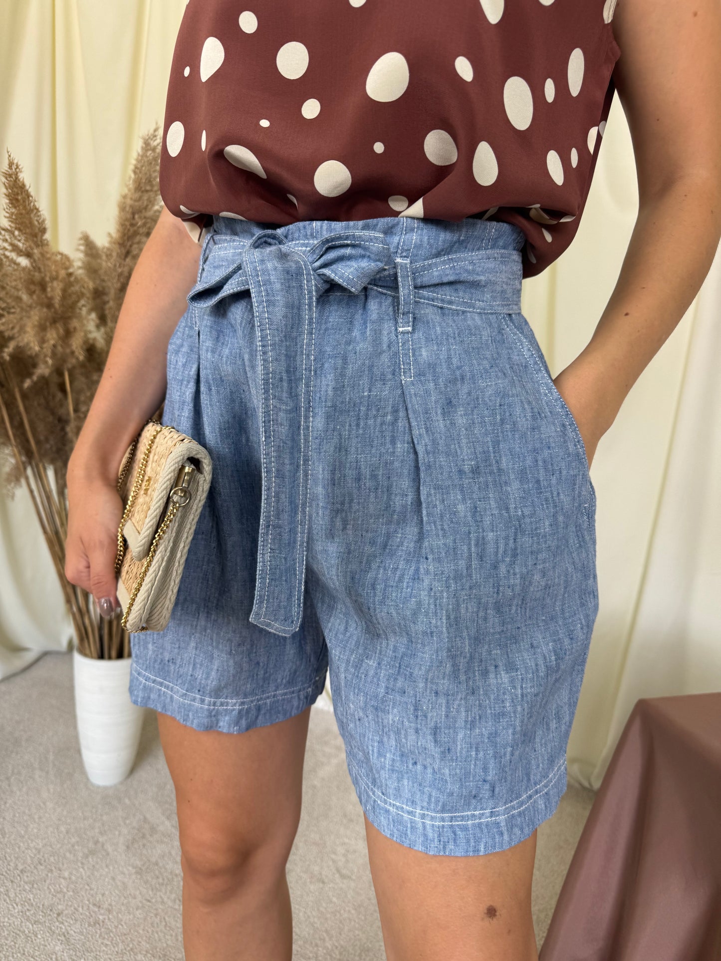 Pantaloni scurți Ralph Lauren din in cu talie ajustabilă( mărimea M)
