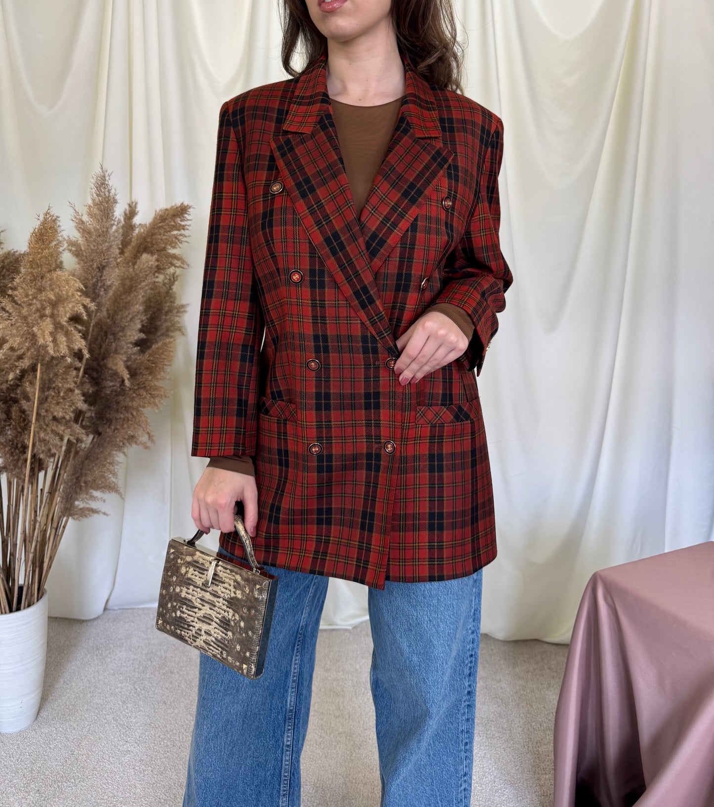 Sacou din stofă cu print 75% lână virgină ( M)