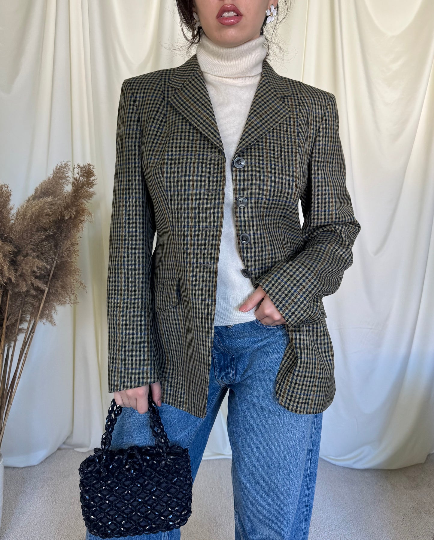 Sacou vintage din stofă de lână, croi cambrat( mărimea m)