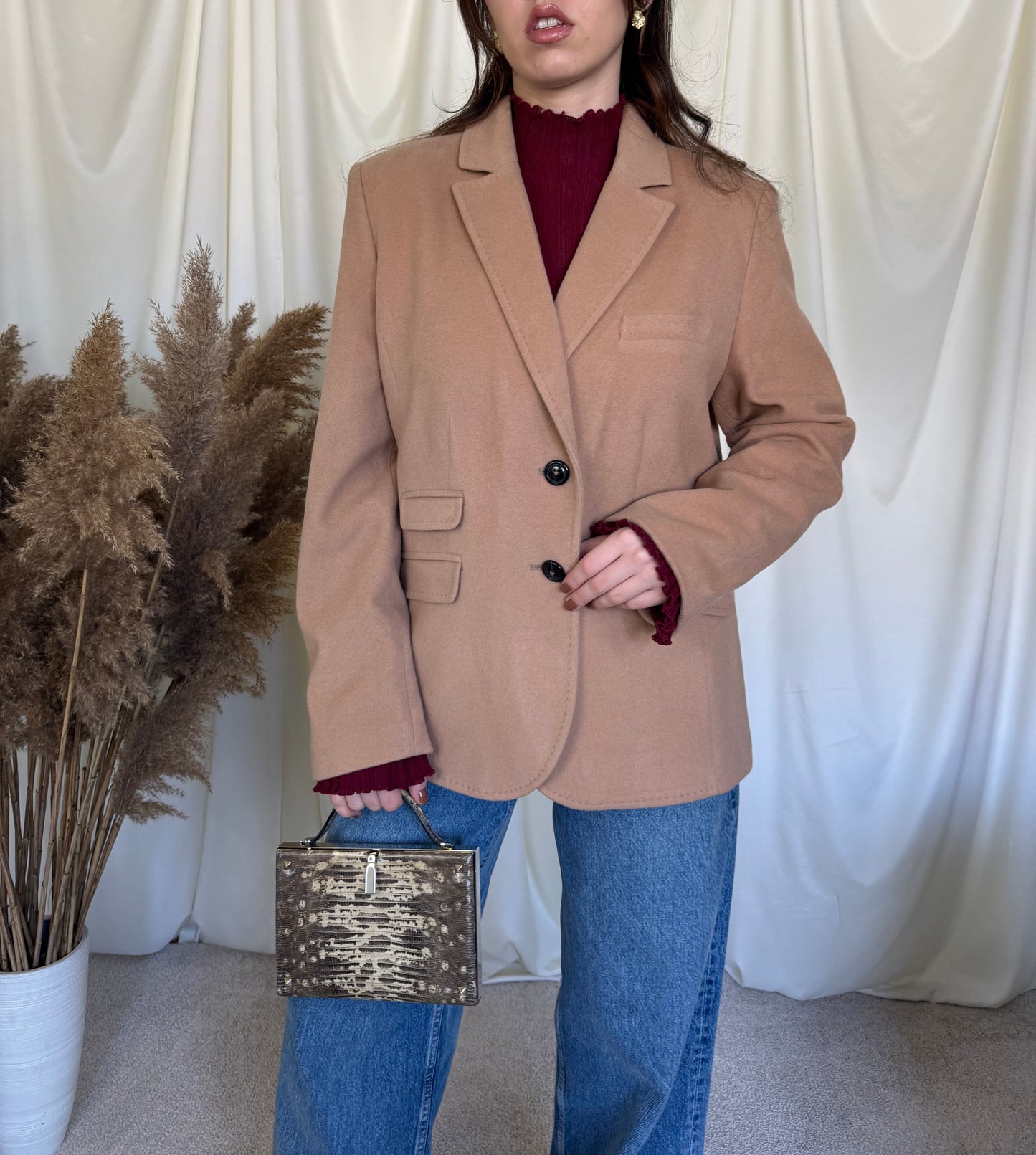 Sacou superb în nuanța camel din 80% lână și casmir( XL)