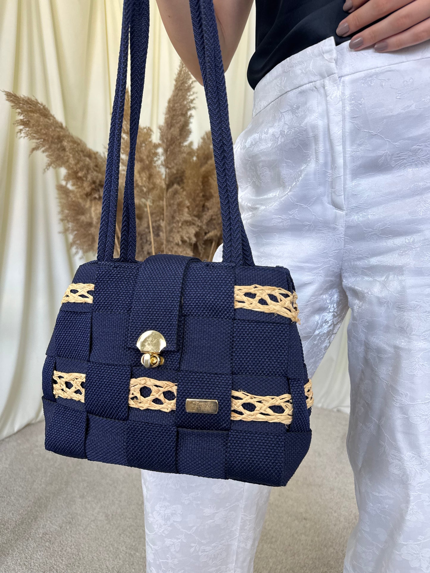 Geantă vintage Made in italy bleu 
(Dimensiunile : 31/20cm)