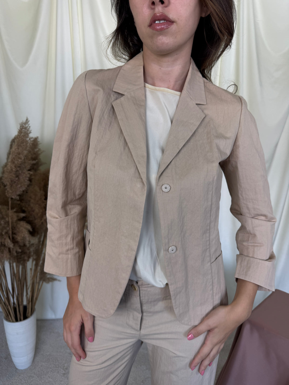 Costum luxury MARNI din bumbac cu sacou tip jachetă  ( mărimea S)