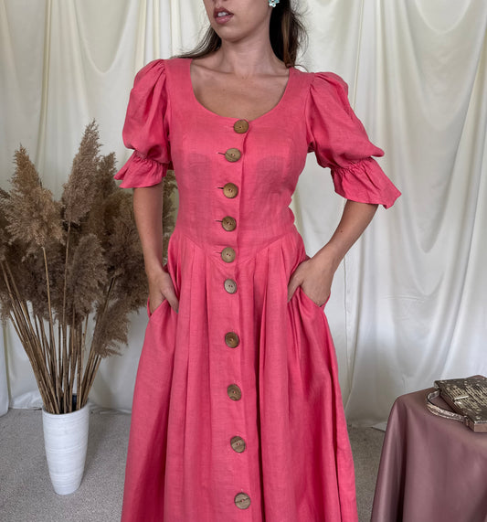 Rochie vintage din 100% in cu talie marcata 
(Mărimea M)
