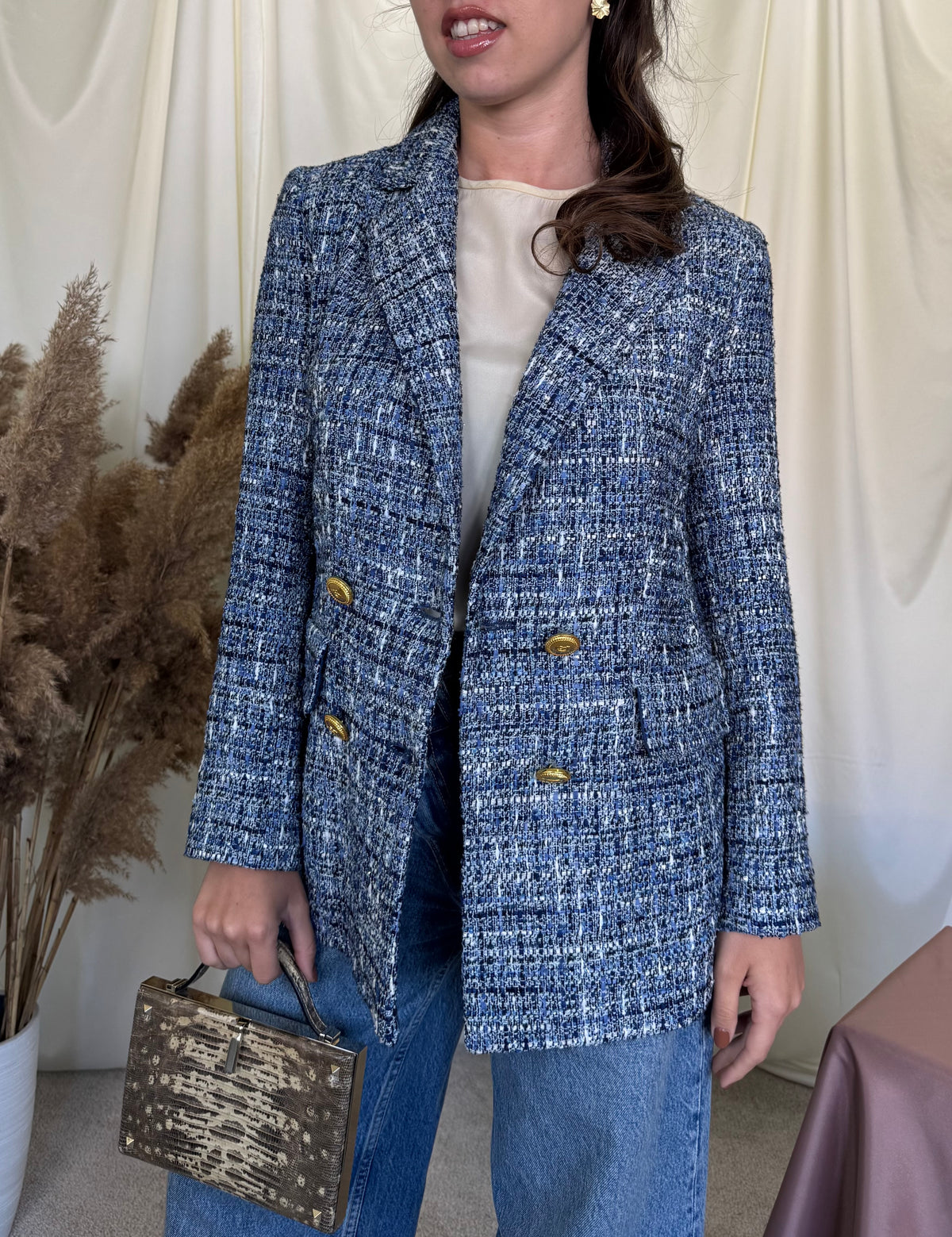 Sacou premium Luisa Spagnoli din tweed cu nasturi tip bijuterie ( mărimea S)
