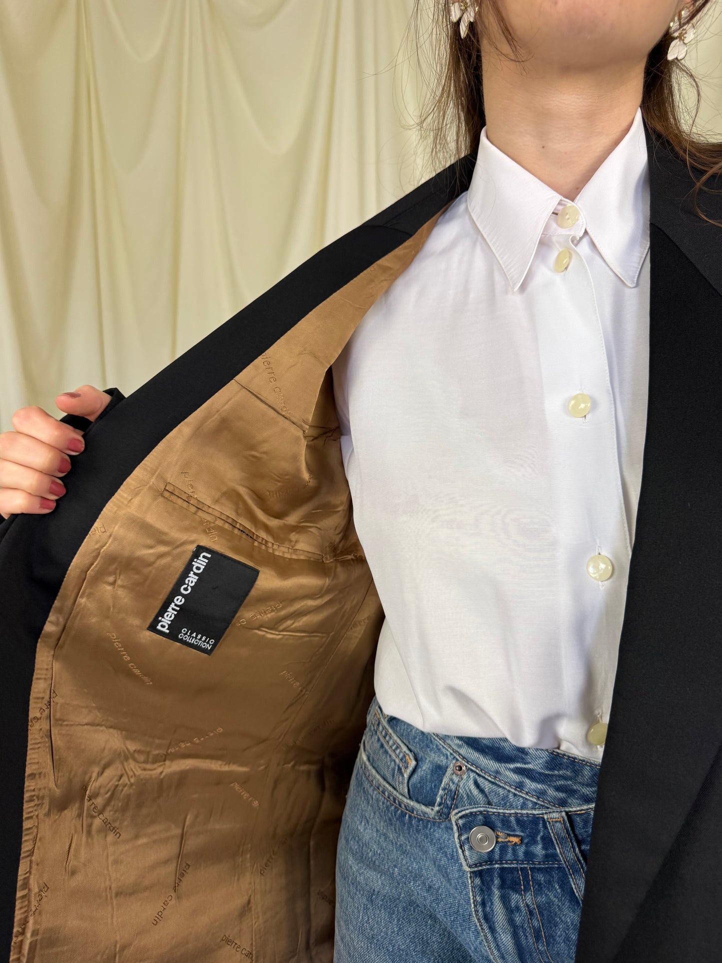 (BACK IN STOCK) Sacou vintage de brand PierreCardine, stofă superbă din 100% lână, (mărimea L/XL)