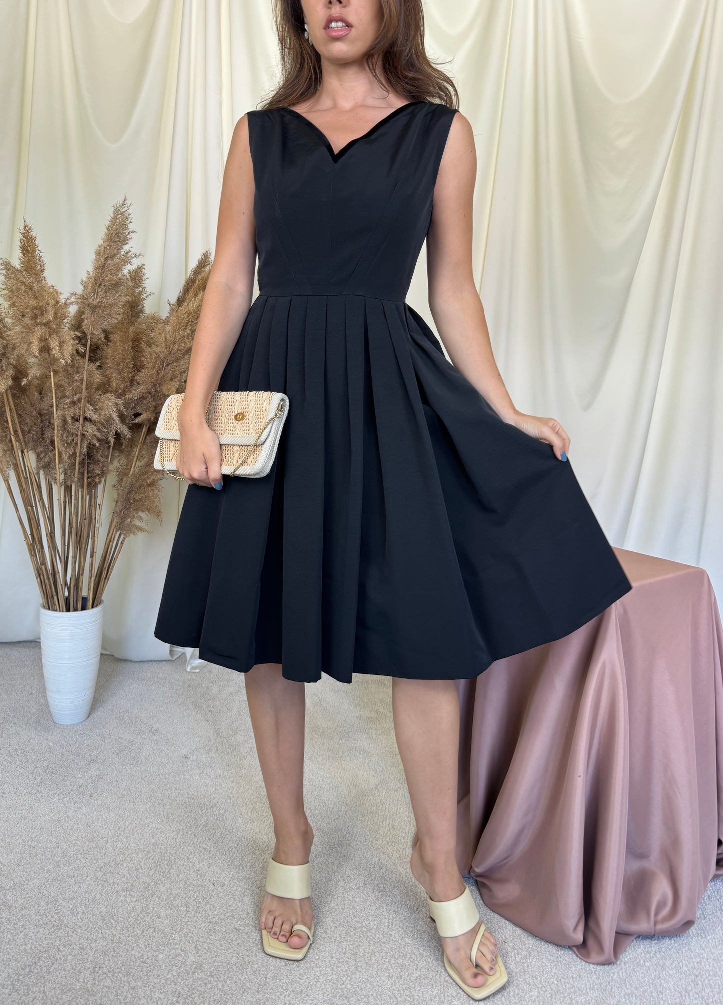 Rochie vintage spectaculoasă custom made, de ocazie cu detalii din catifea de bumbac, produs unicat ( mărimea S)
