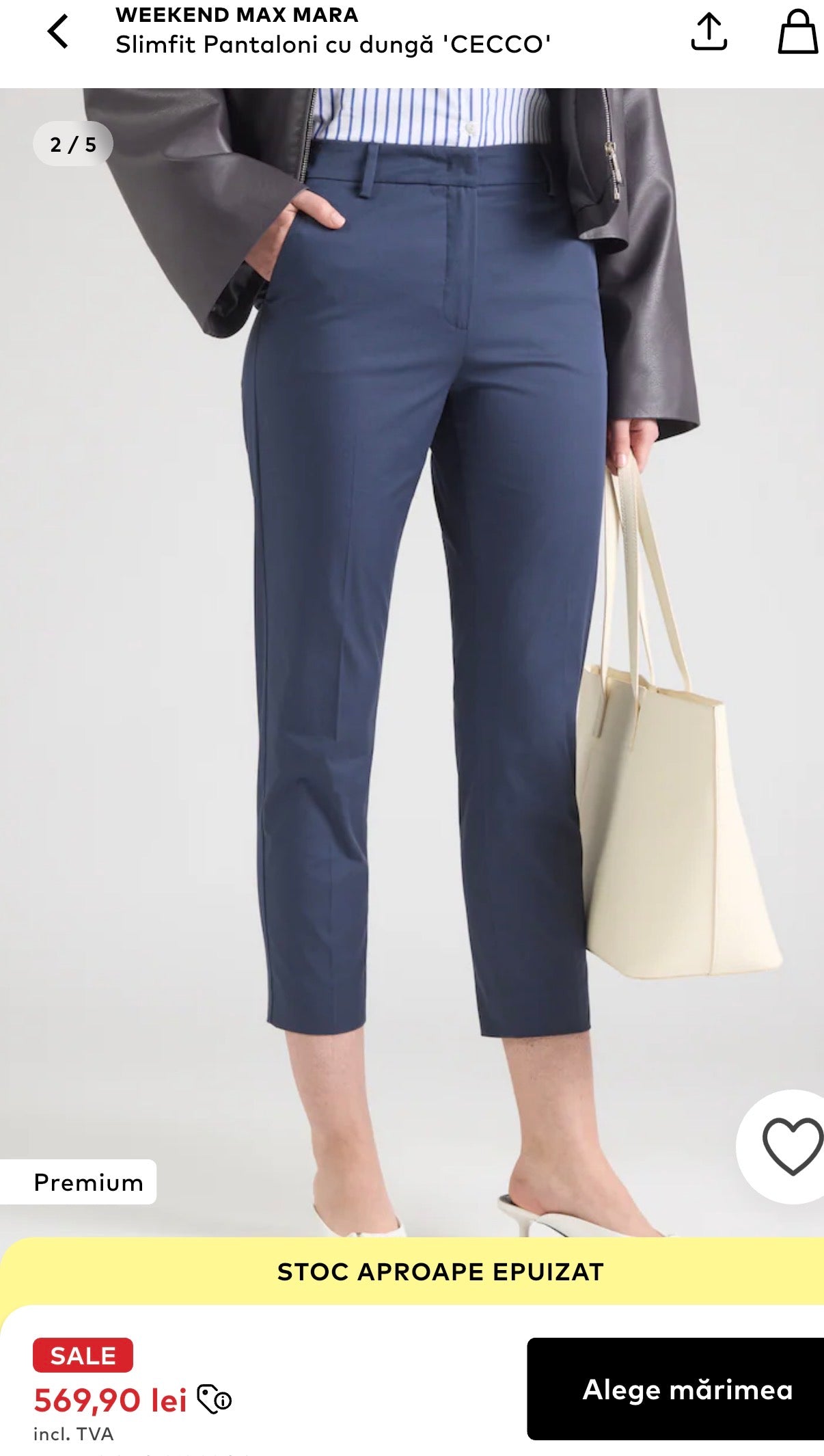 Pantaloni Max Mara cropped cigarette, stretch office( marimea S)