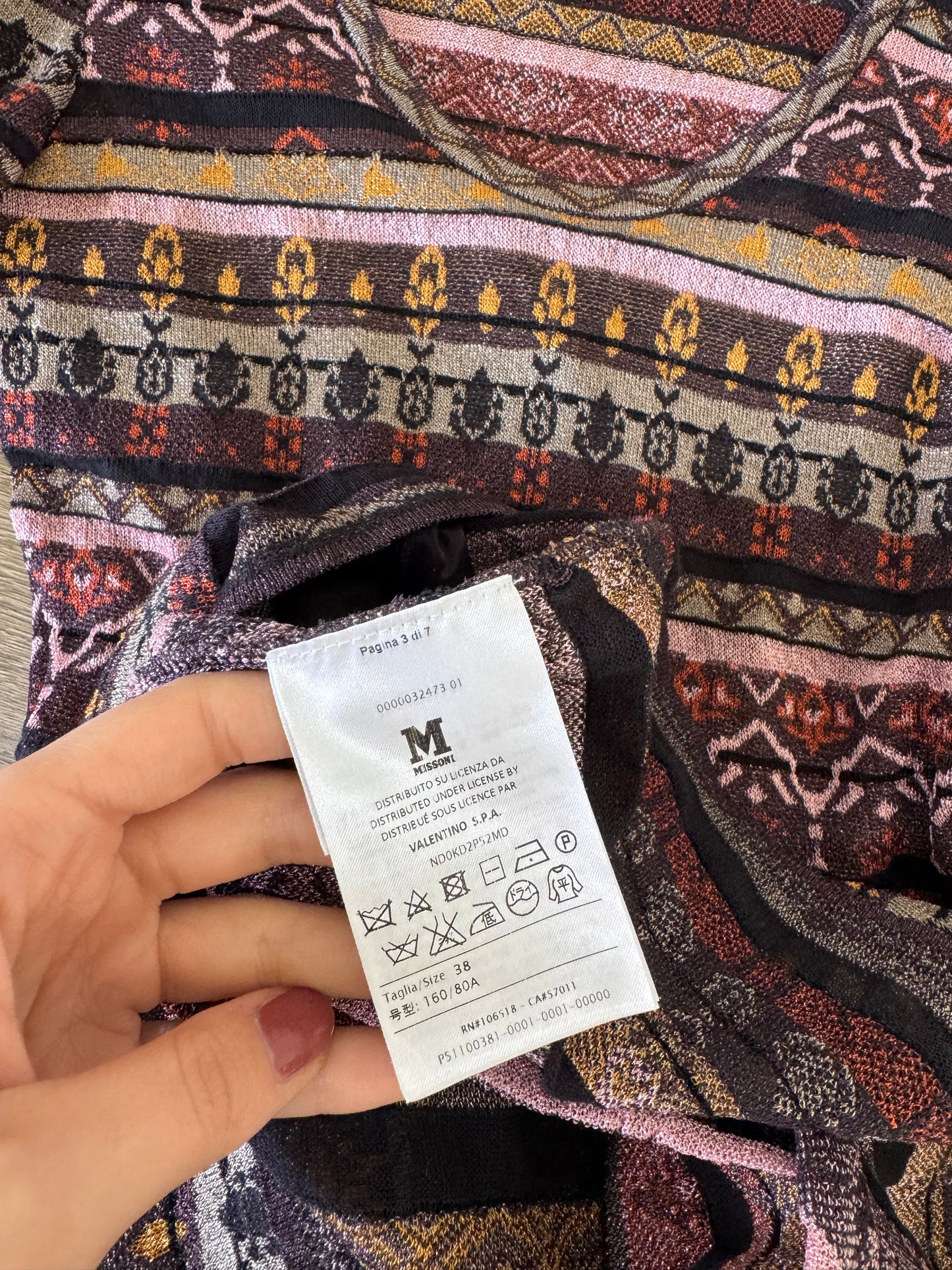 Rochie luxury MISSONI cu talie marcată și furou 
(Mărimea S)