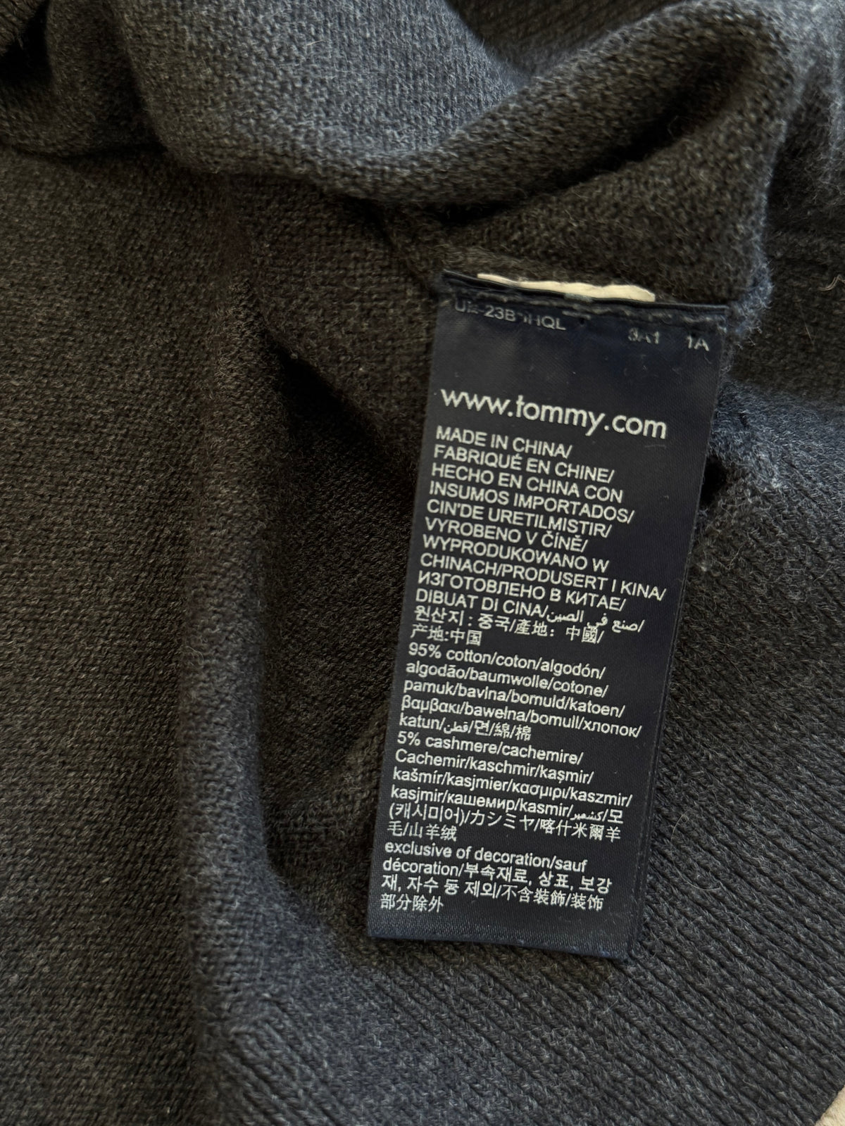 Pulover pe gât Tommy Hilfiger din bumbac și cașmir ( mărimea XL)