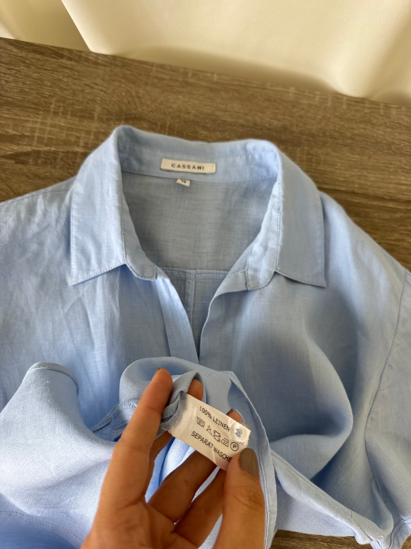 Cămașă CASSANI din 100% in, baby blue ( marimea L-XL)