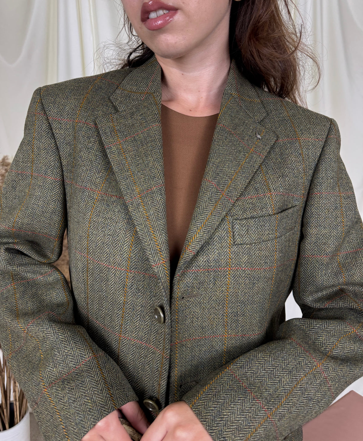Sacou premium MAGEE în croi bărbătesc din stofă de 100% lana tweed ( mărimea M- fit oversized )