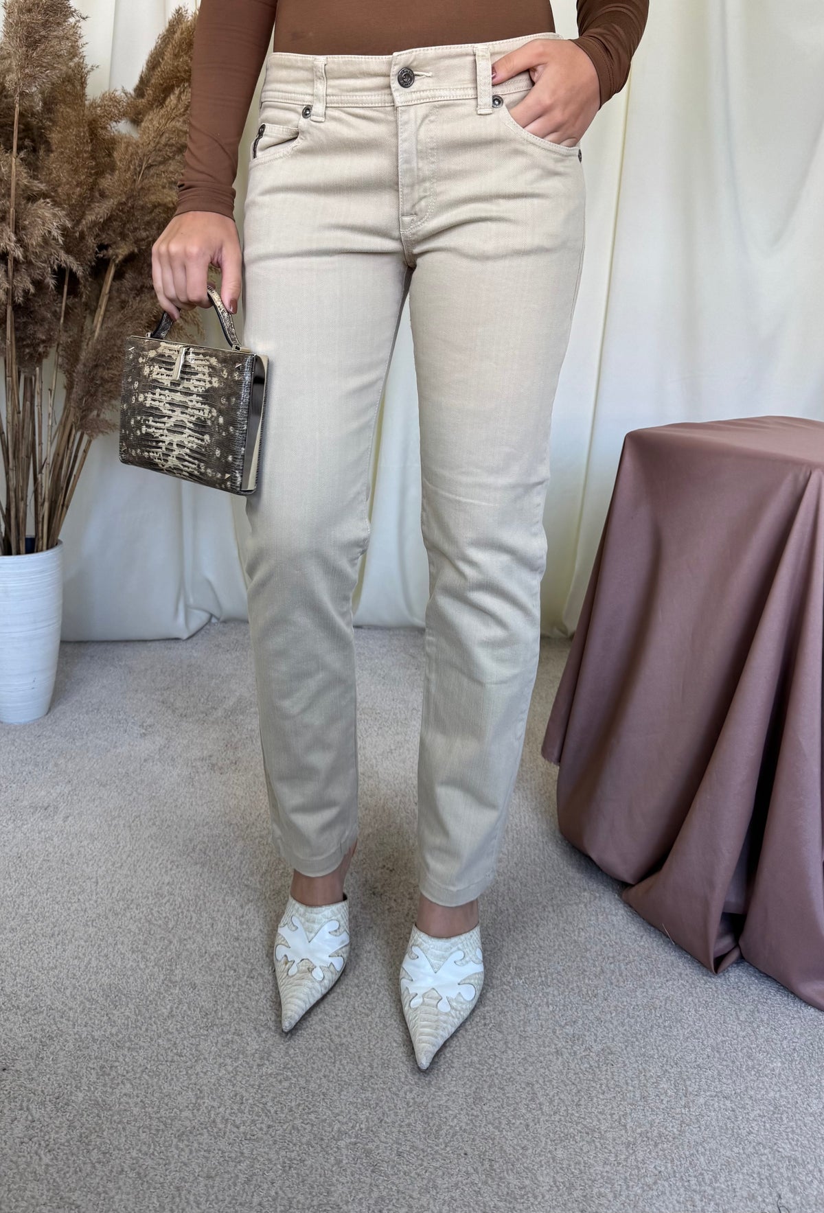 Blugi vintage ARMANI din denim de bumbac ( mărimea S )