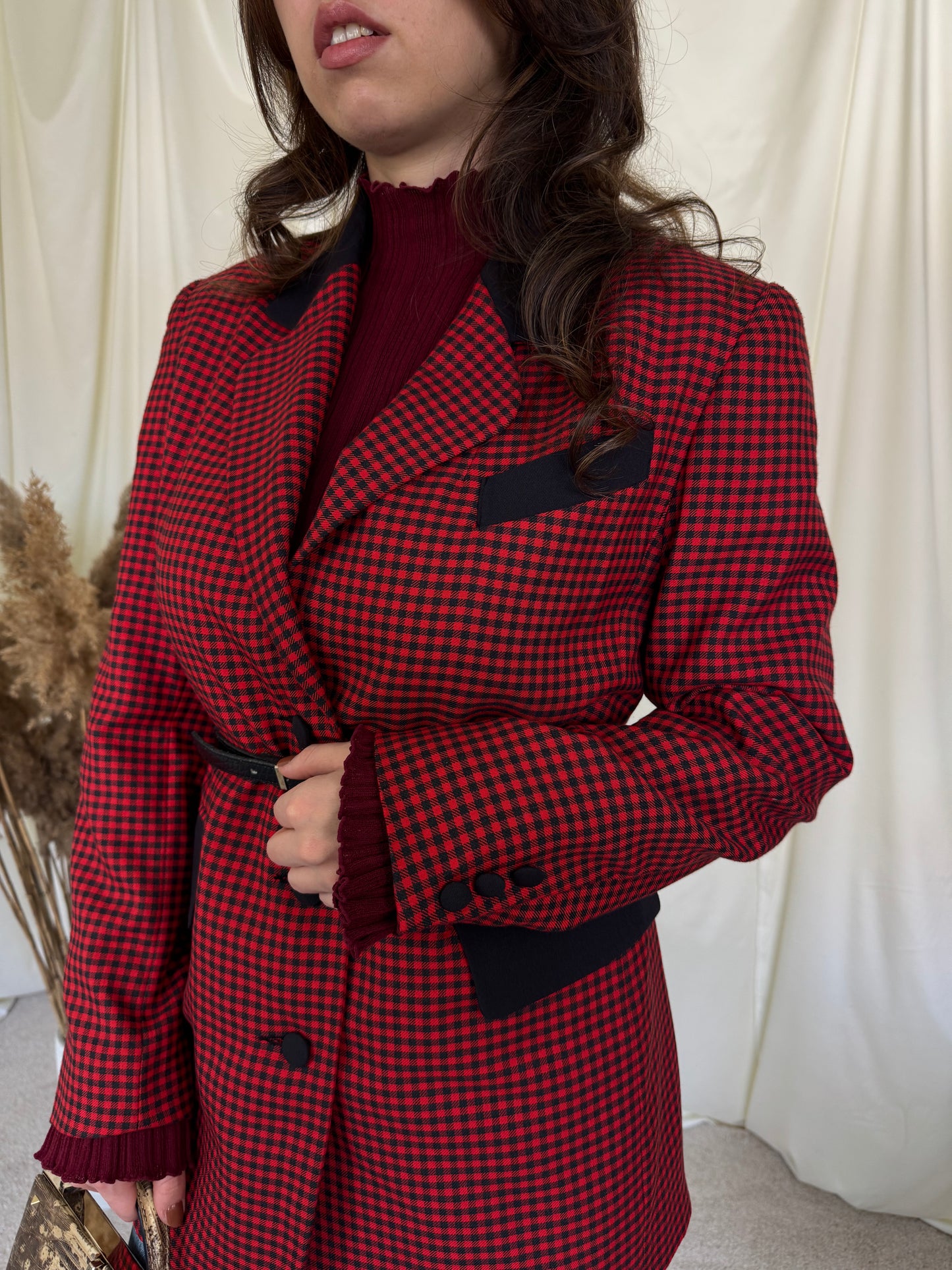 Sacou vintage superb cu print carouri, mărimea M