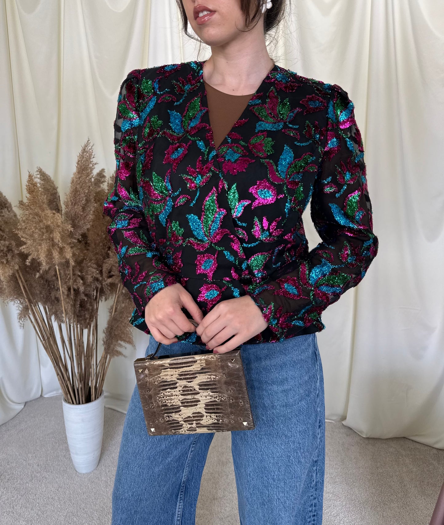 Piesa vintage superbă de ocazie cu print floral 
(Mărimea M/L)