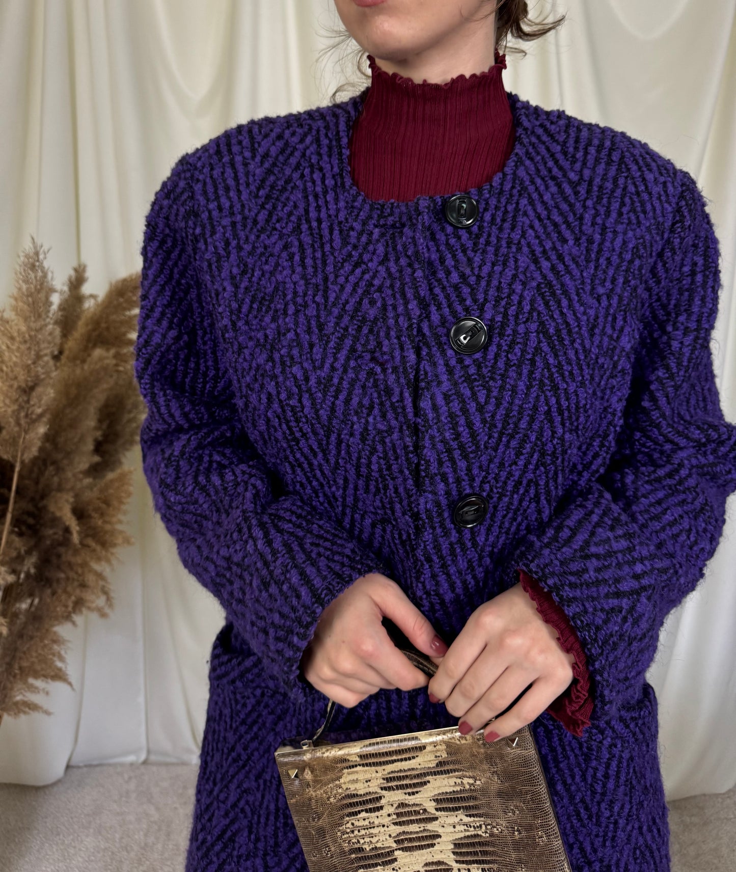 Palton din stofă superbă cu print ( L)