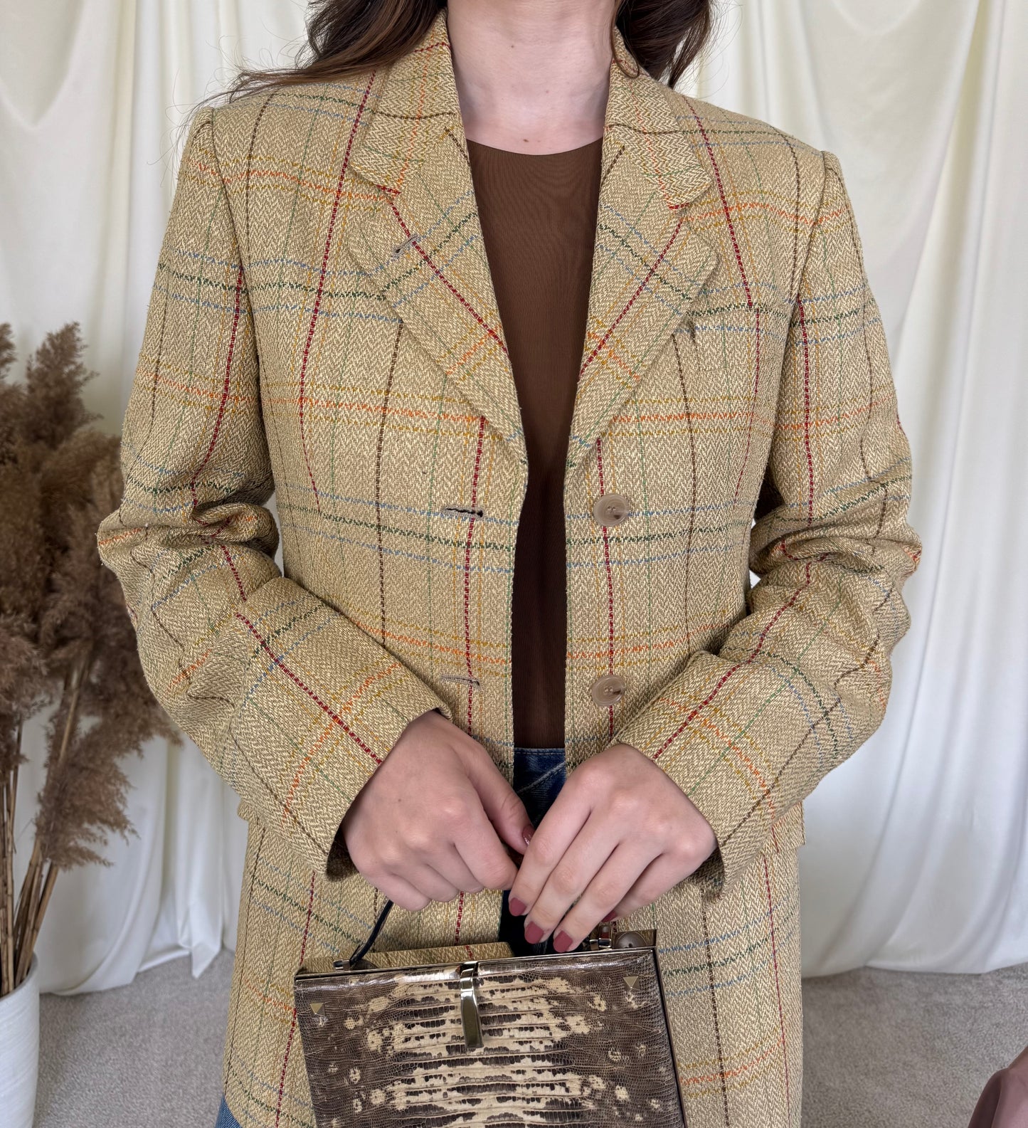 Sacou vintage din stofă premium de mătase naturală ( mărimea S/M)