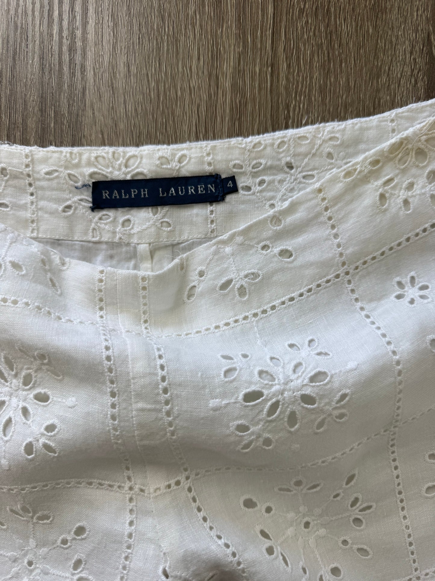 Pantaloni Ralph Lauren din 100% in cu talie medie și broderie superbă ( mărimea XS)