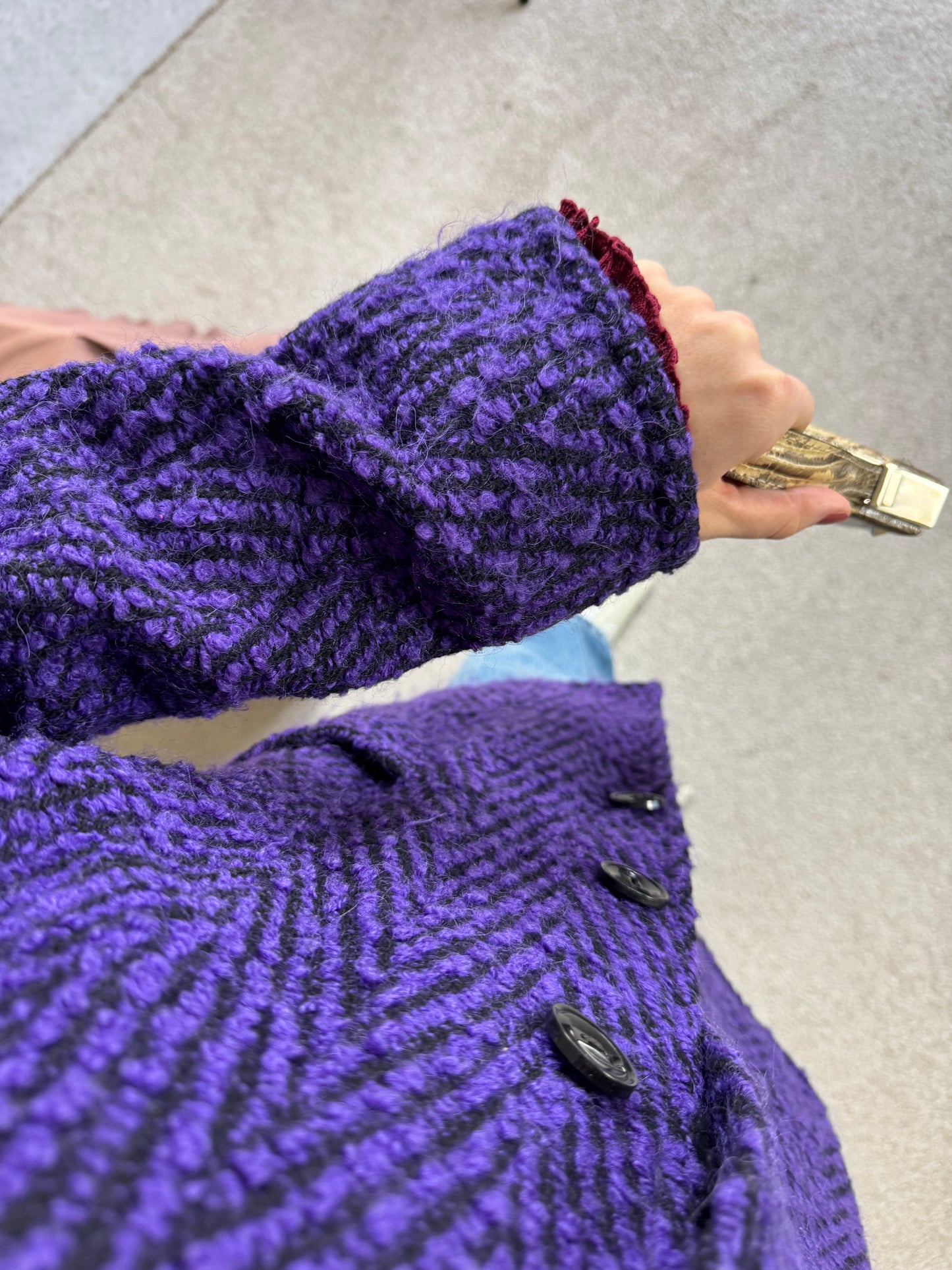 Palton din stofă superbă cu print ( L)