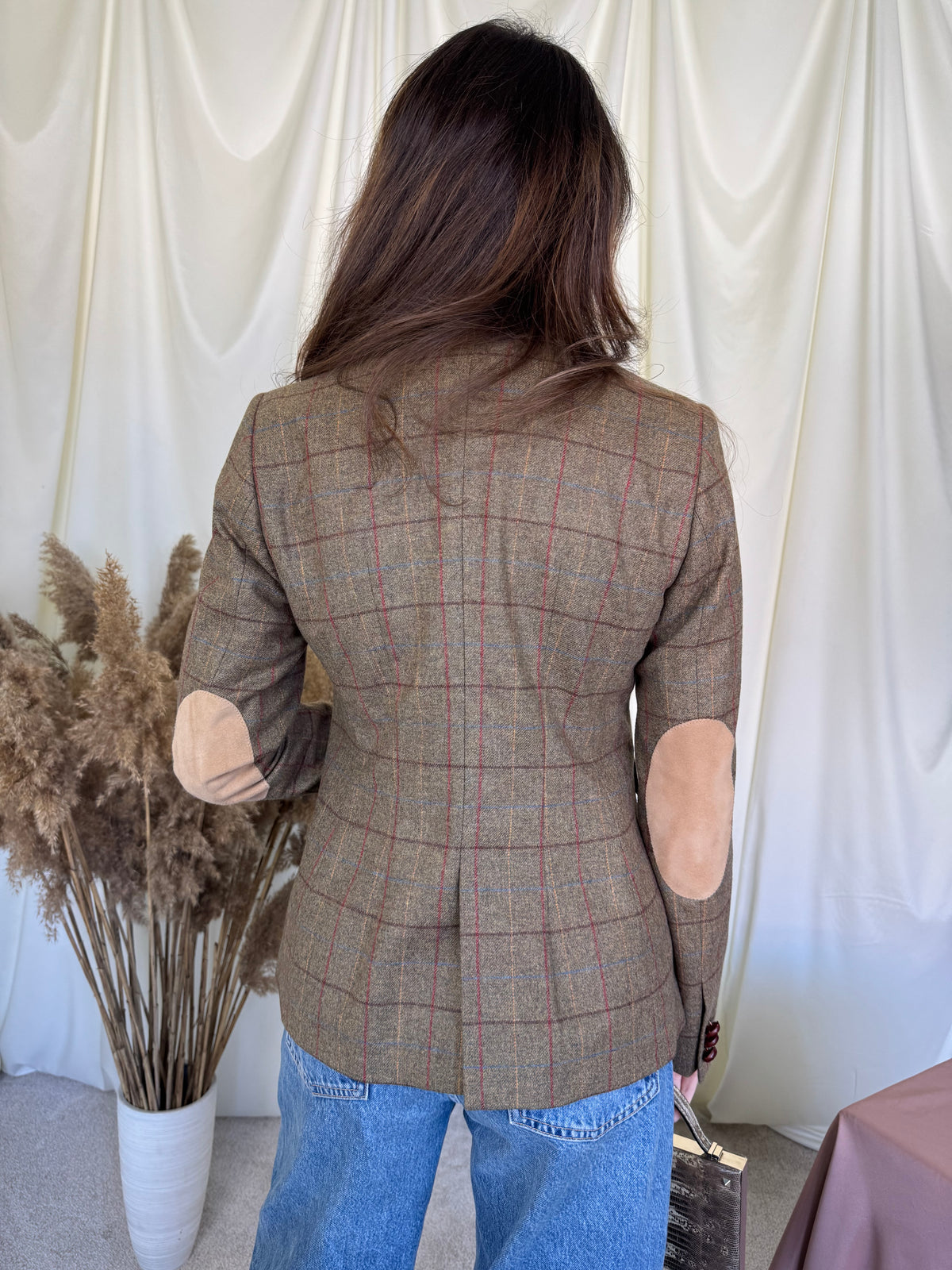 Sacou vintage cu print din lână și cașmir, talie cambrata, condiție excelentă ( mărimea XS/S)