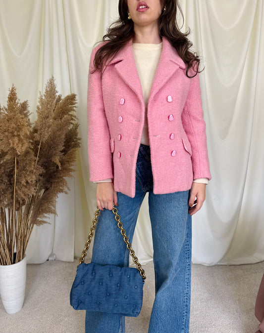 Piesa vintage Escada babypink 80% lână tip boucle. Mărimea 40/M