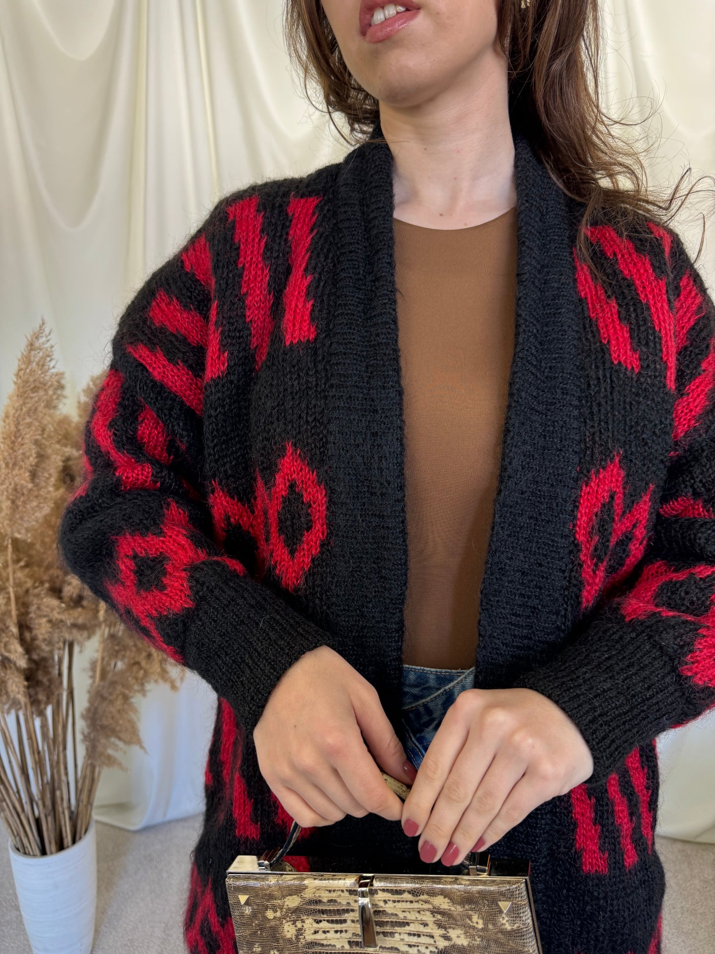 Cardigan vintage HANDMADE din lana( S-M)
