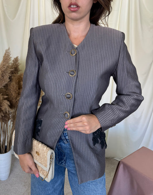 Sacou vintage superb cu talie super marcata și nasturi tip bijuterie ( Mărimea XS/S)