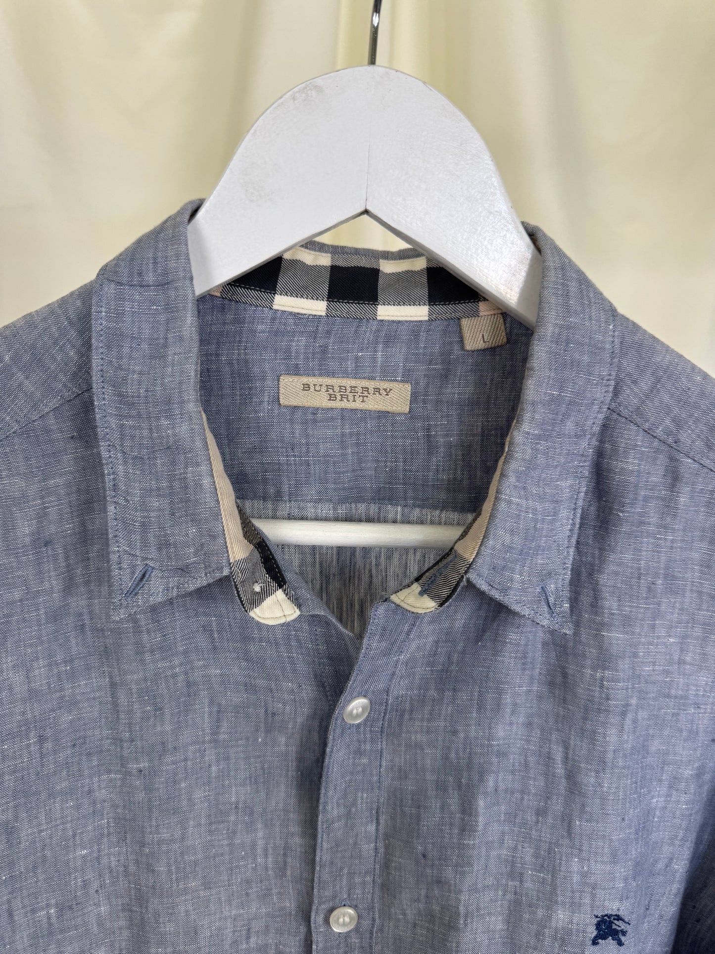 Cămașă BURBERRY din 100% in, manșete cu print 
(Mărimea L)