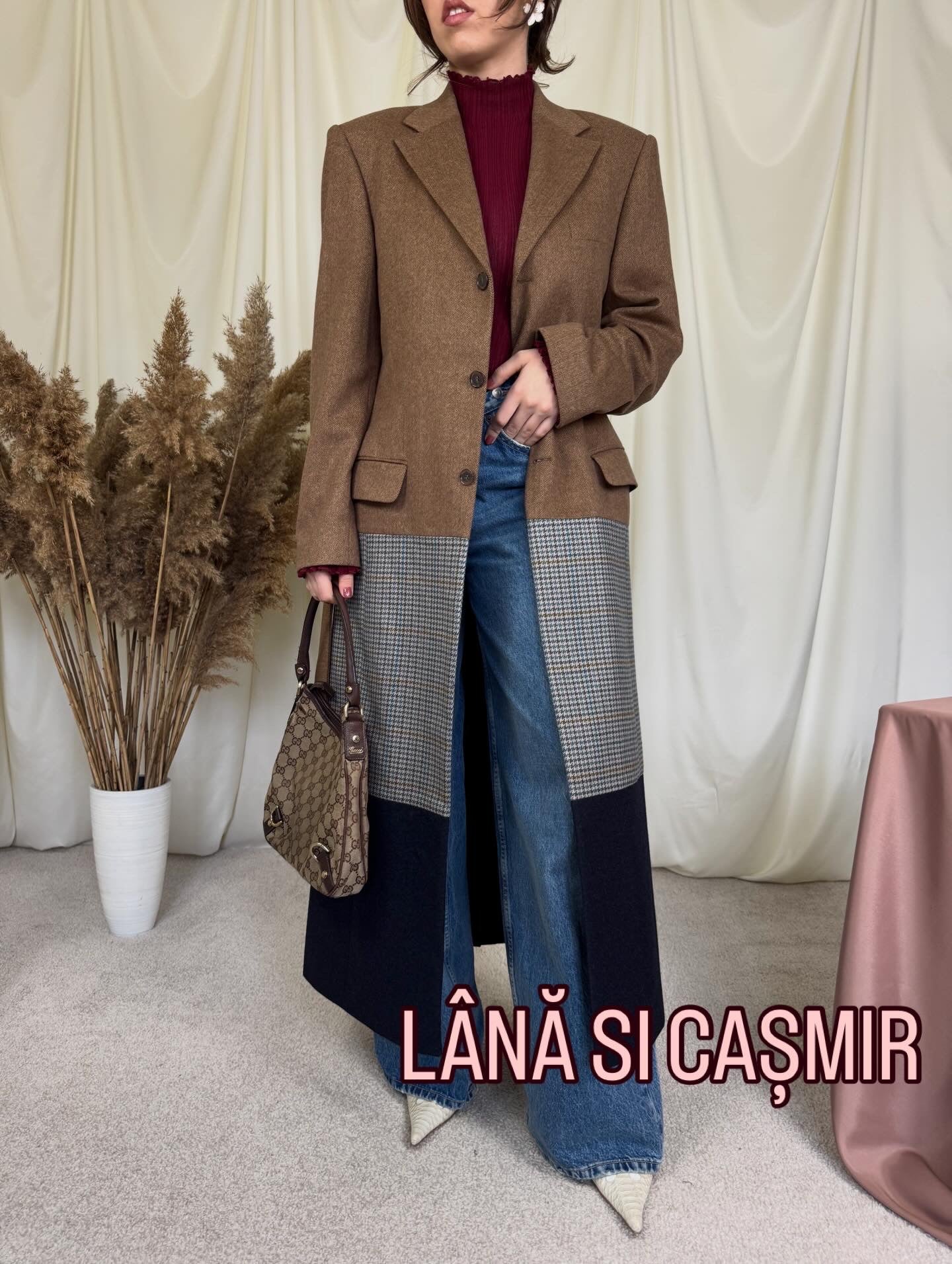 Palton din lână și cașmir unicat ( M)