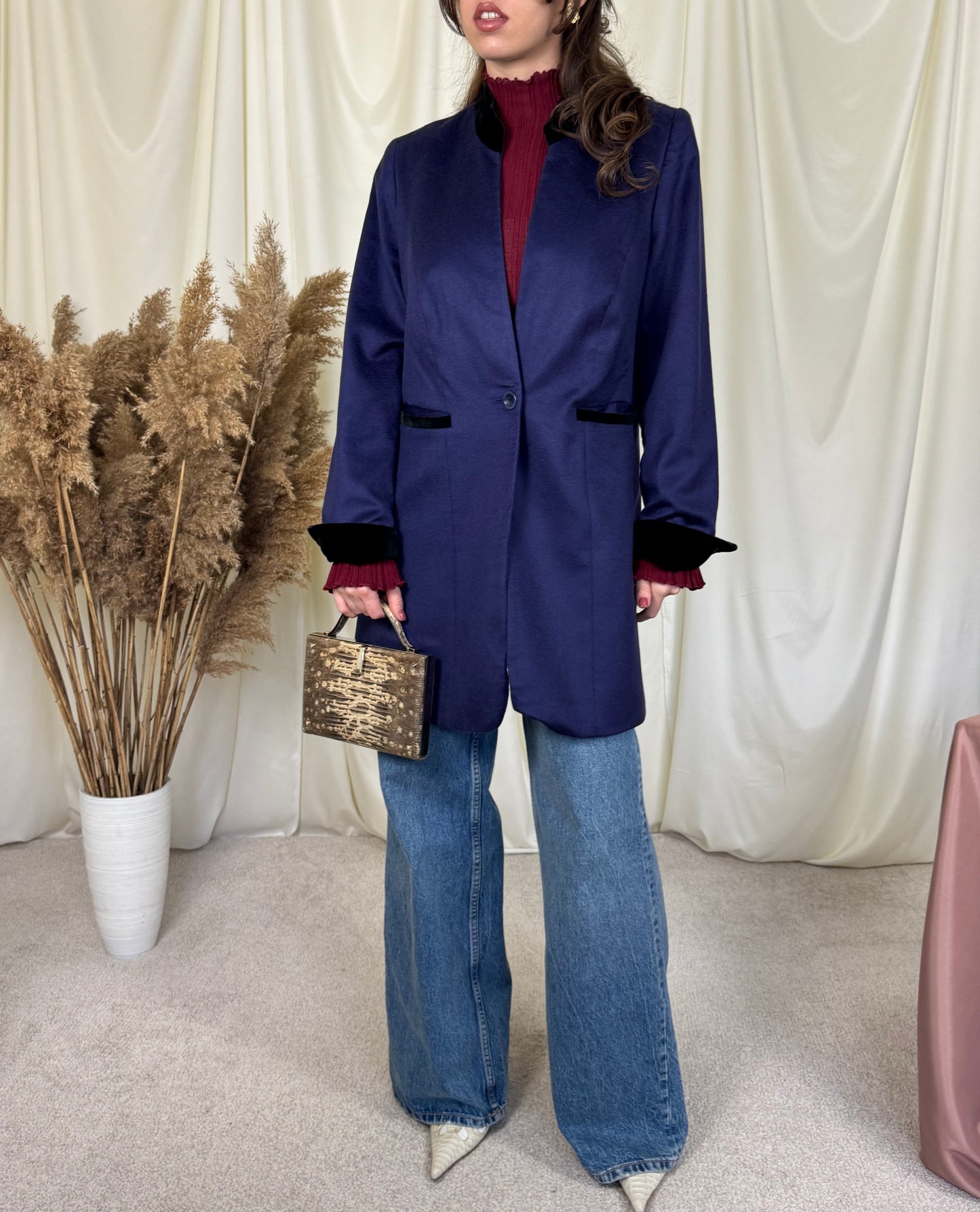 Sacou-pardesiu din 100% cașmir PIACENZA- țesut in italia, mărimea L