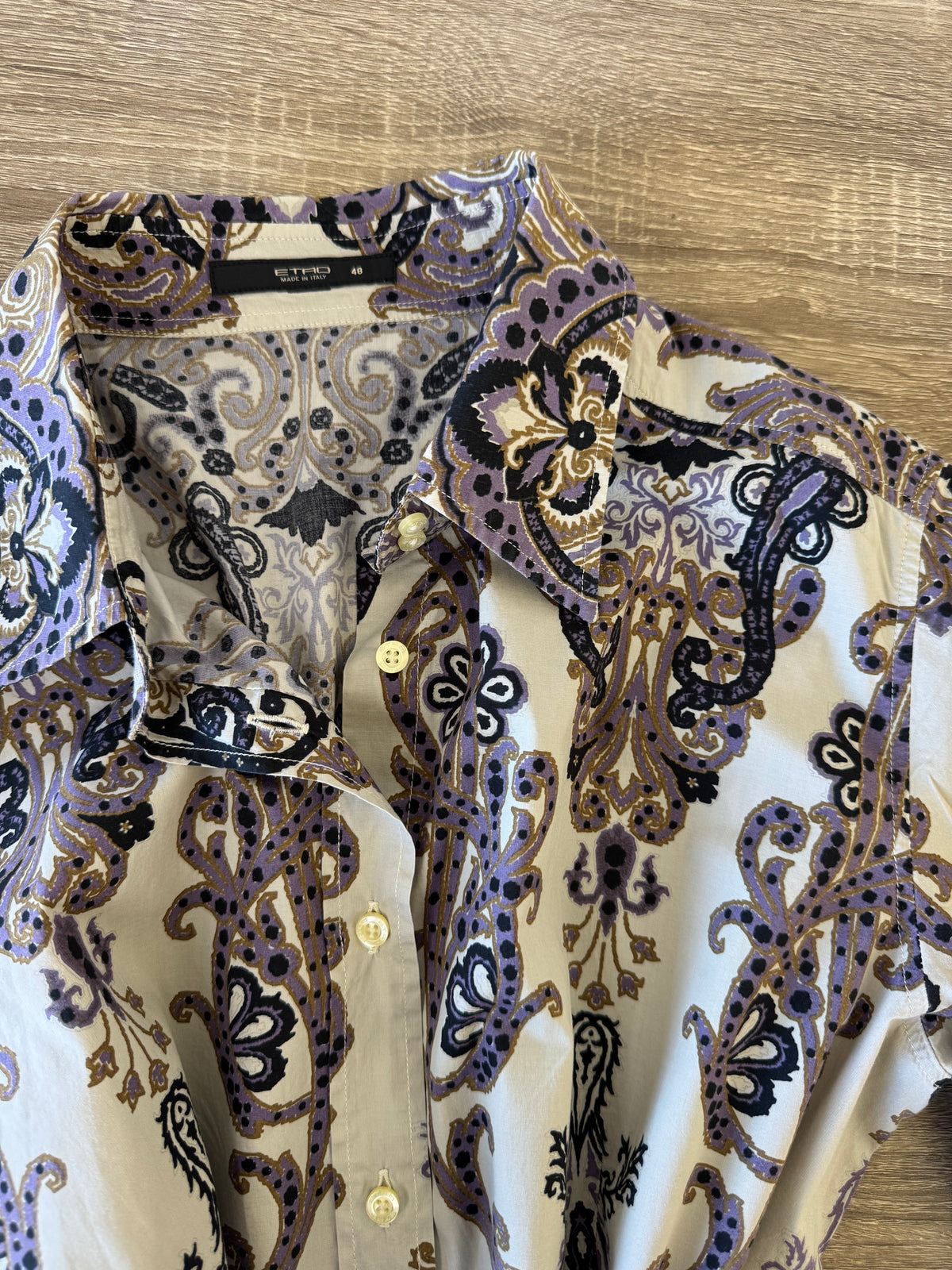 Cămașă luxury ETRO din bumbac cu nasturi inscripționați și print specific brandului ( mărimea M/L)