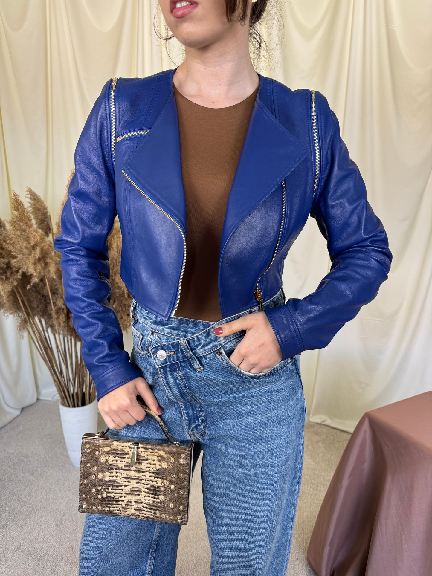 Jacheta luxury ESCADA din 100% piele naturală (mărimea S)