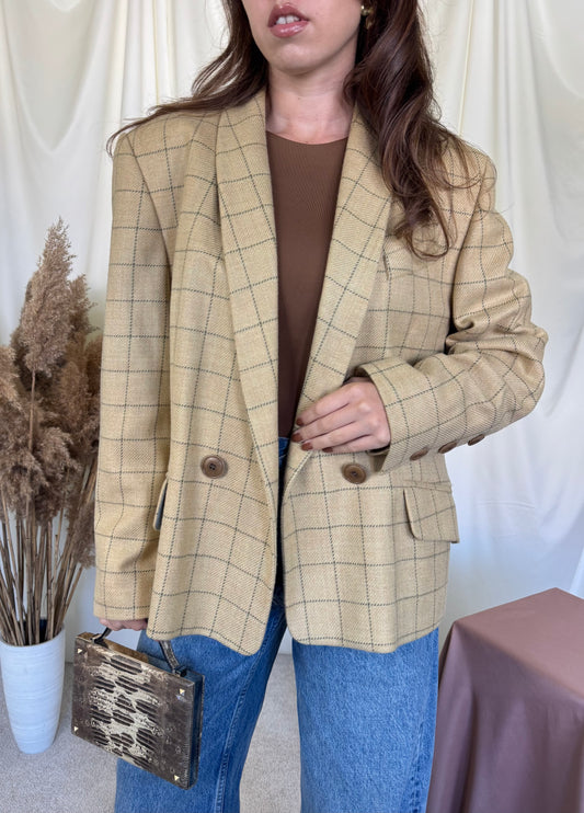 Sacou vintage superb din 100% lana merino, nasturi inscripționați ( mărimea L)
