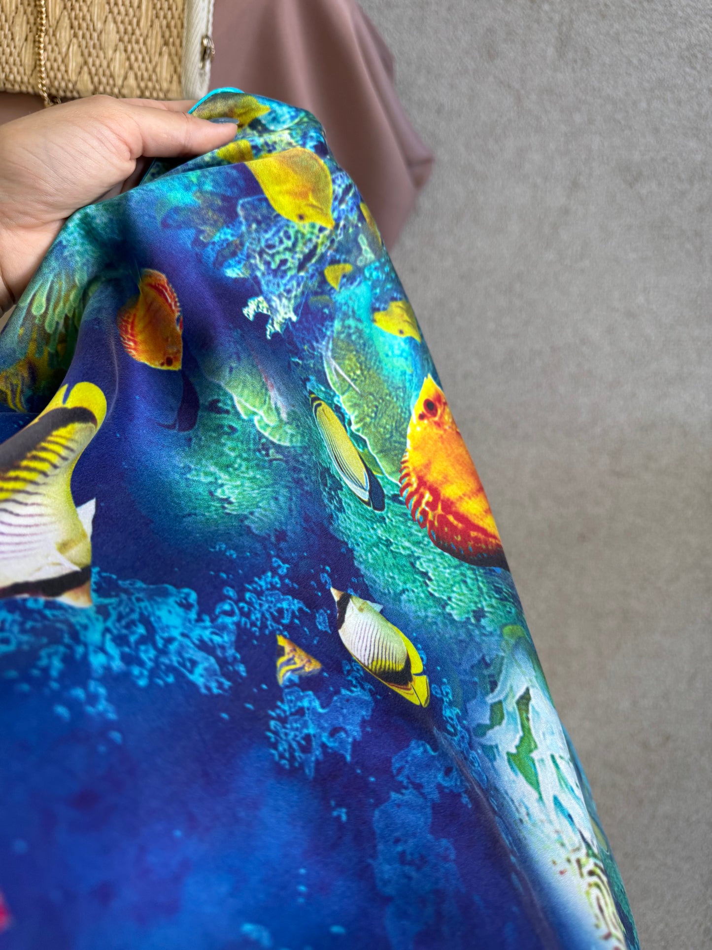Cămașă cu print pești din 100% mătase naturală ( marimea S-XL)