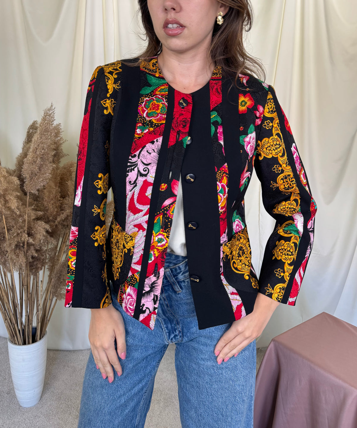 Sacou vintage LOUIS FERAUD din 100% mătase naturală, produs premium ( mărimea S-S/M)