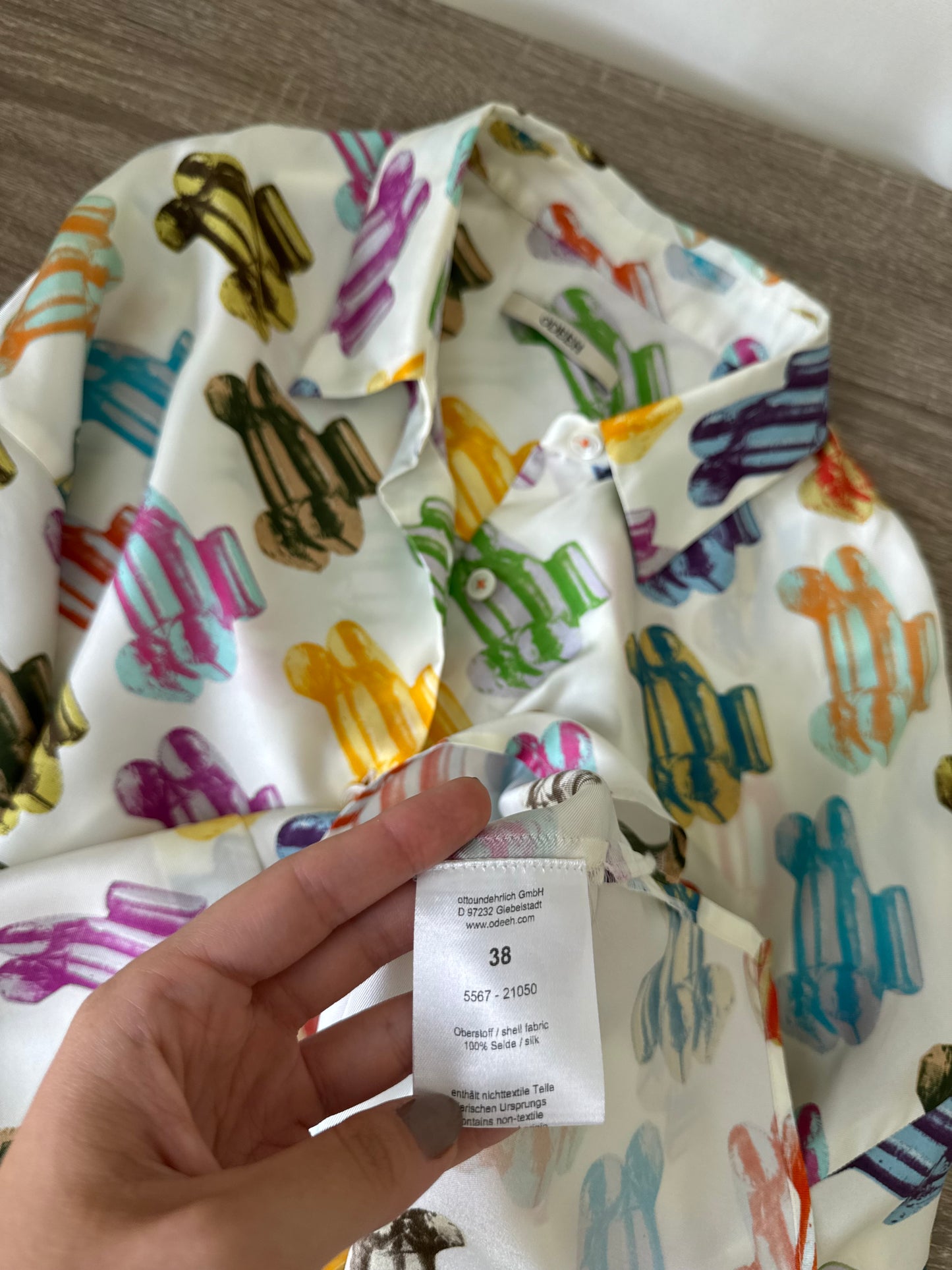 Cămașă premium ODEEH din 100% mătase naturală cu print ( mărimea M/L)
