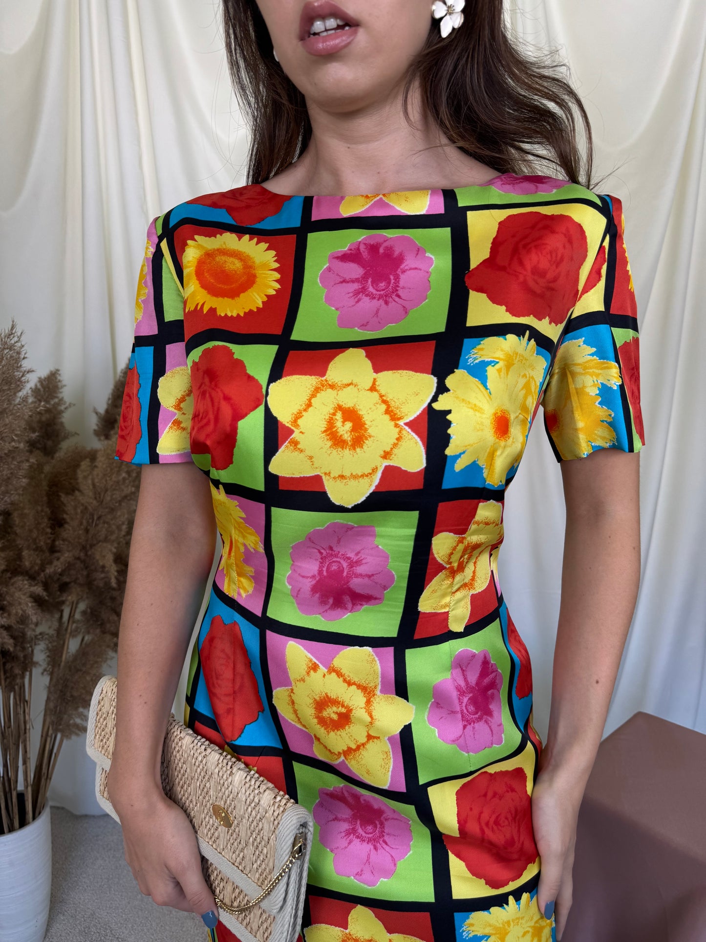 Rochie luxury 90’s Laurel by Escada din 100% matase naturala cu print floral ( marimea 40/ M/L)