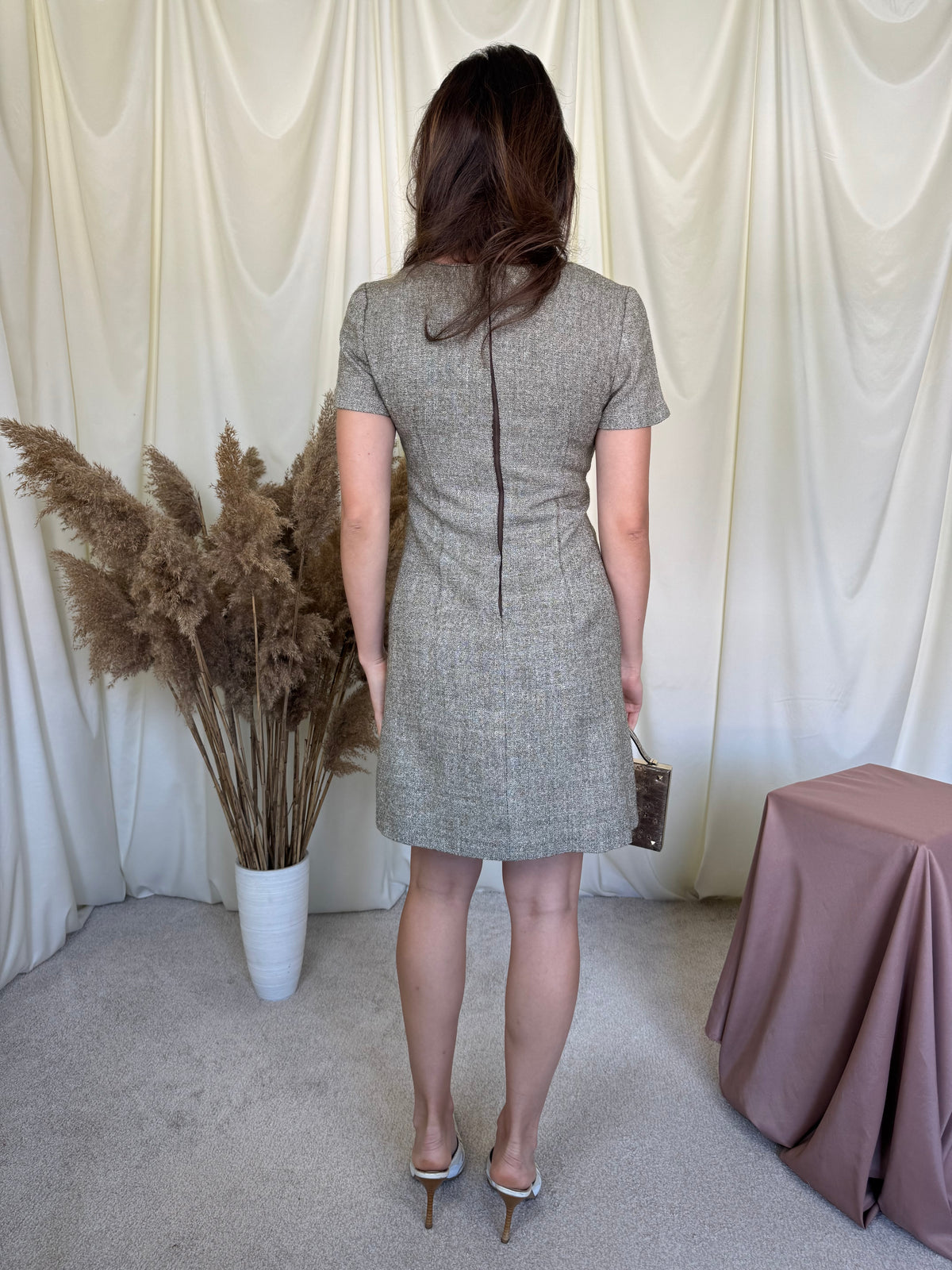 Rochie  vintage luxury VALENTINO din lana și vascoza cu talie cambrata, piesa de colecție ( mărimea S)