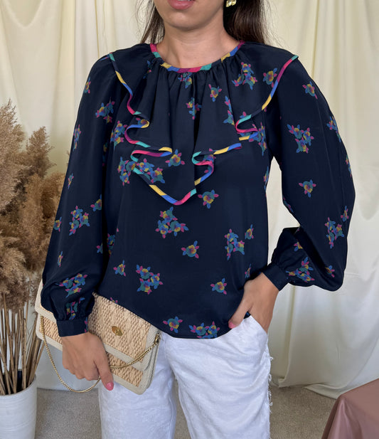 Cămașă vintage ESCADA din 100% mătase naturala cu print ( mărimea S)