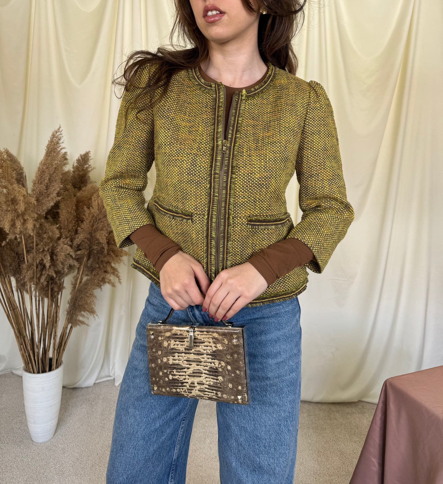 Jacheta Valentino din tweed, interior cu print ( mărimea S)