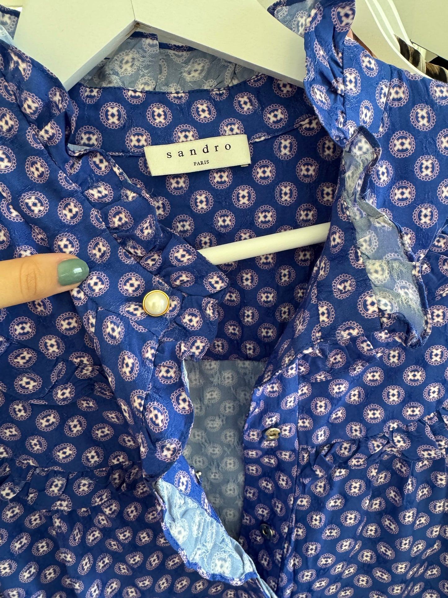 Rochie SANDRO PARIS cu detalii feminine și nasturi tip bijuterie ( mărimea S/M)