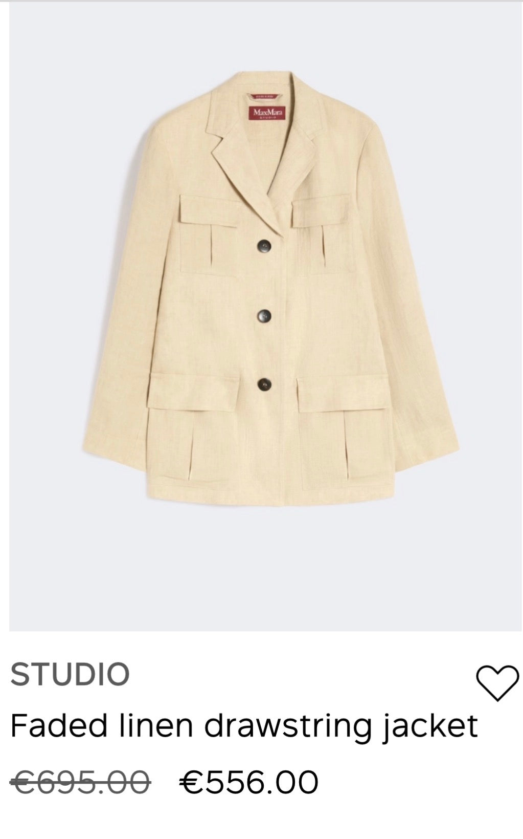 Sacou premium  Max MARA studio din 100% in( mărimea XS/S)