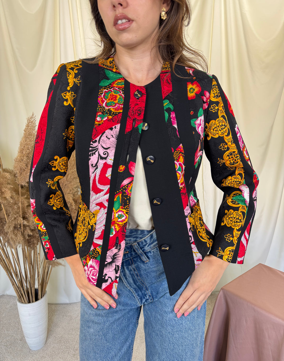 Sacou vintage LOUIS FERAUD din 100% mătase naturală, produs premium ( mărimea S-S/M)
