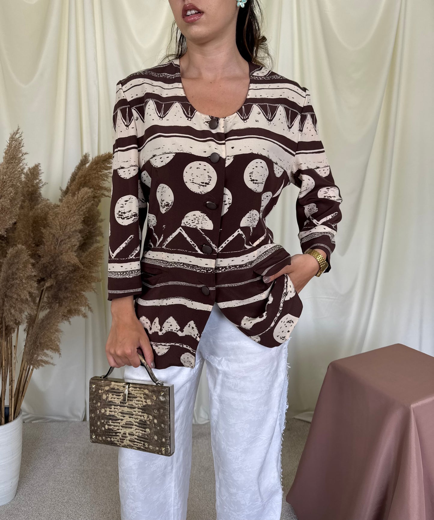 Sacou vintage din 100%mătase naturală 
(Mărimea M/L)