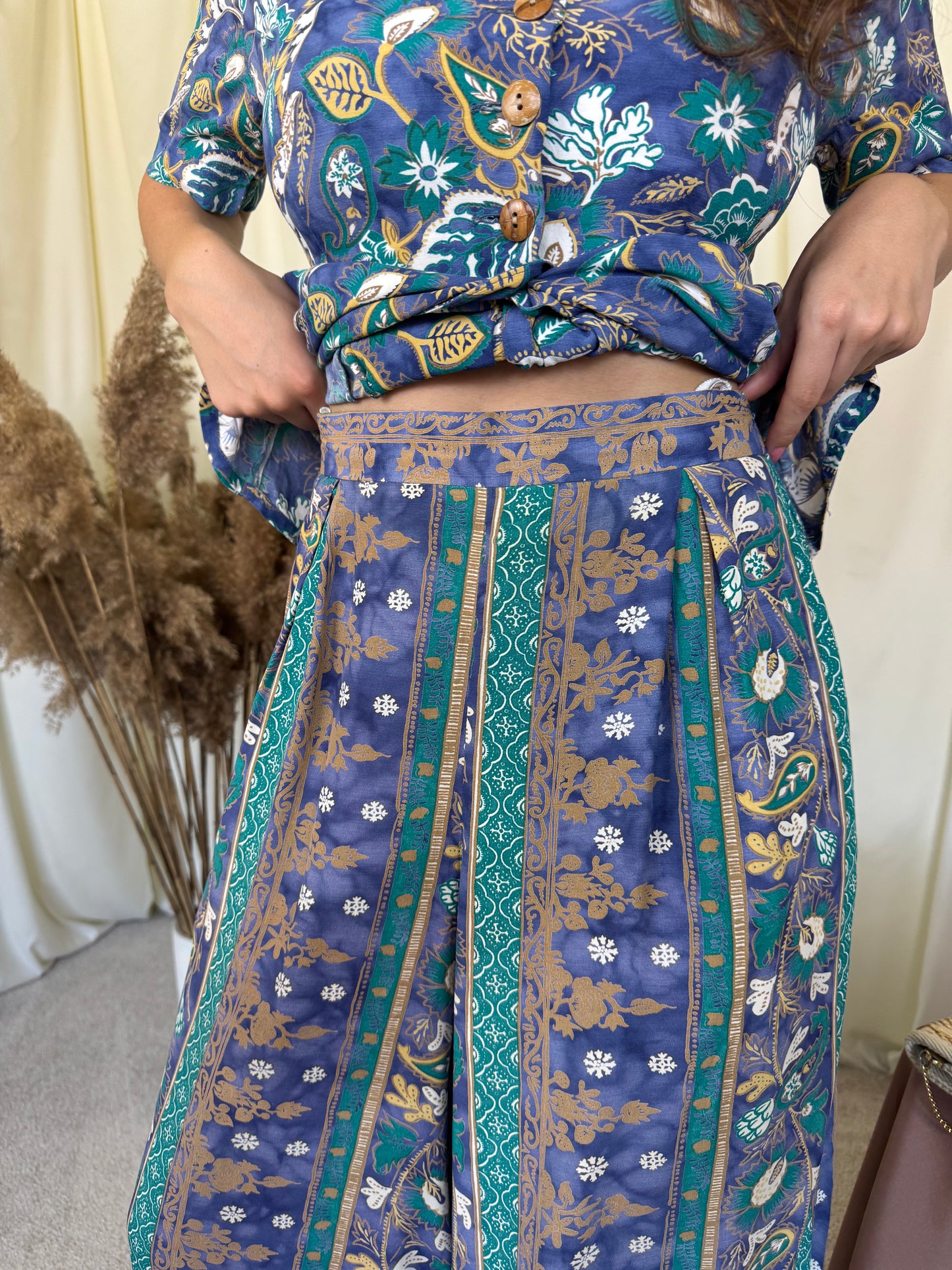Set 2 piese Betty Barclay cu print, cămașă ajustabilă + pantalon lejer cu talie elastică ( mărimea M/L)