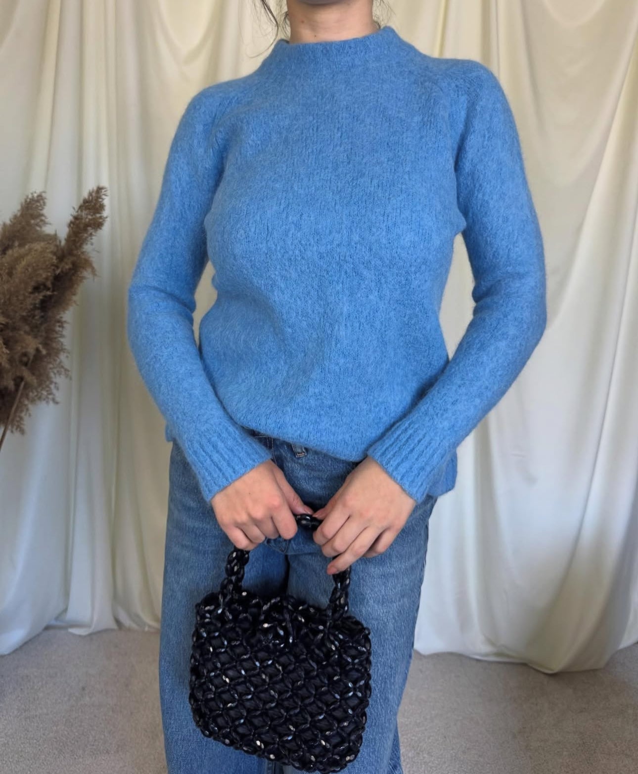 Pulover gros de brand din lana mohair și alpaca ( mărimea S)