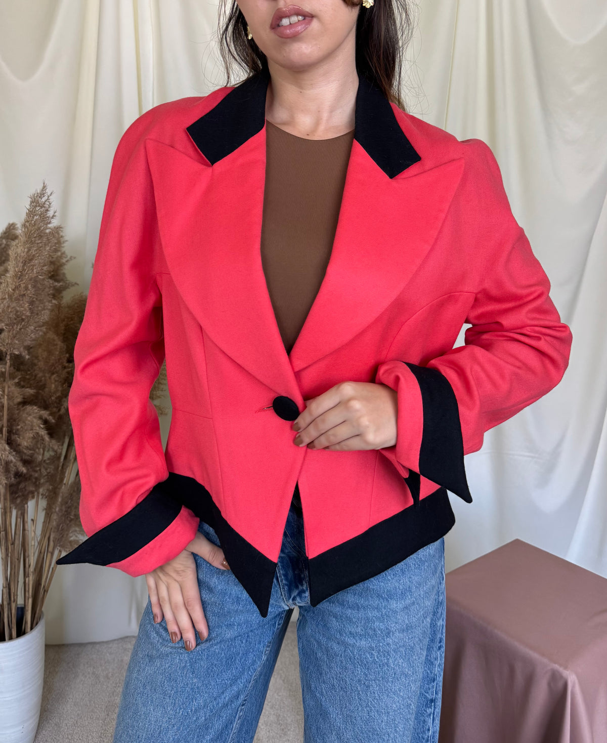 Sacou premium vintage GAI MATTIOLO din 100% stofă de lână PIACENZA cu rever maxi ( mărimea L)